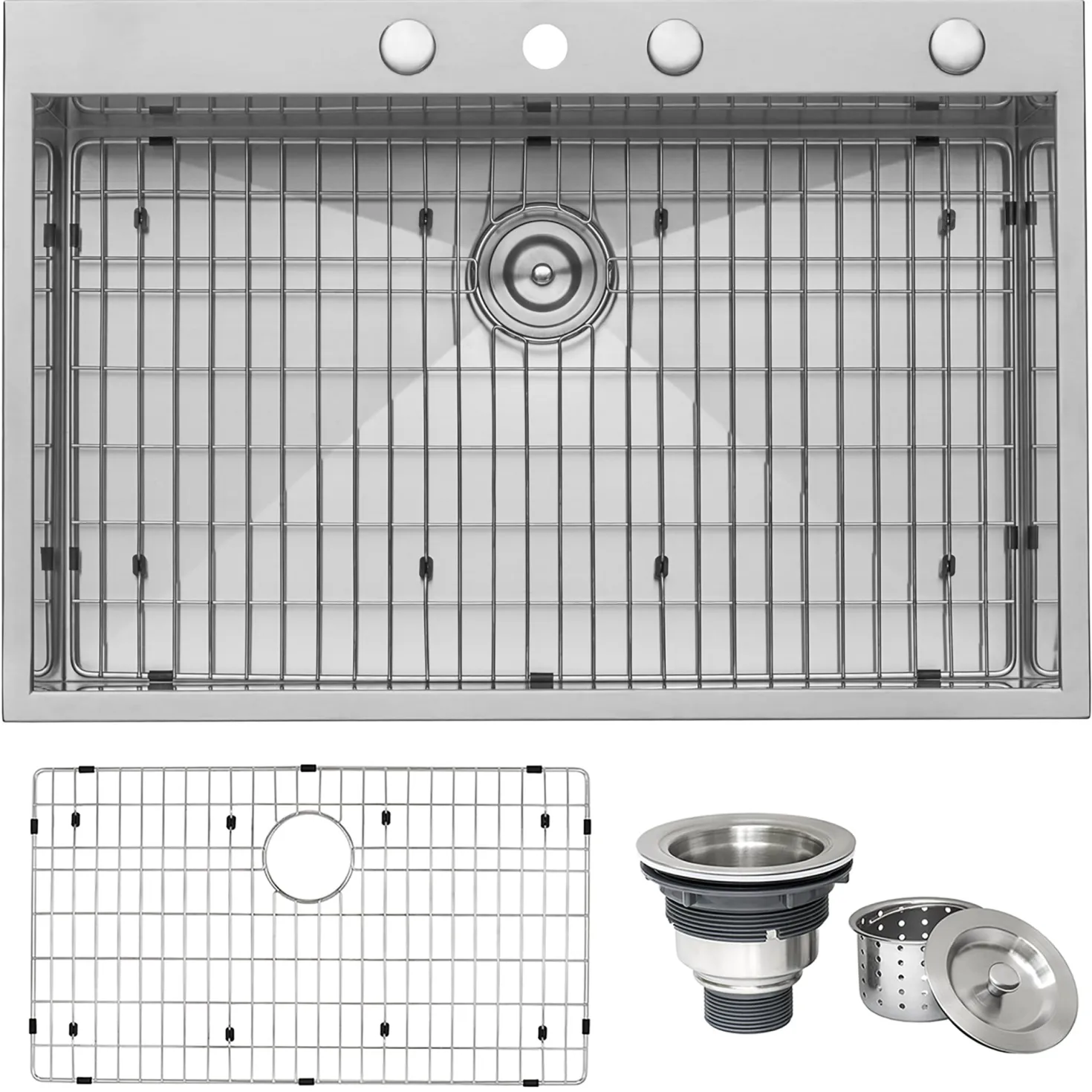 Ruvati 33 x 22" Drop-in Topmount 16 Gauge Zero Radius Stainless Steel Single Bowl Kitchen Sink