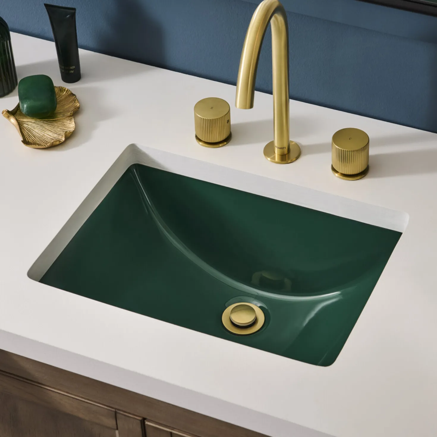 Ruvati 21" x 15" Emerald Green Rectangular Porcelain Ceramic Undermount Bathroom Sink