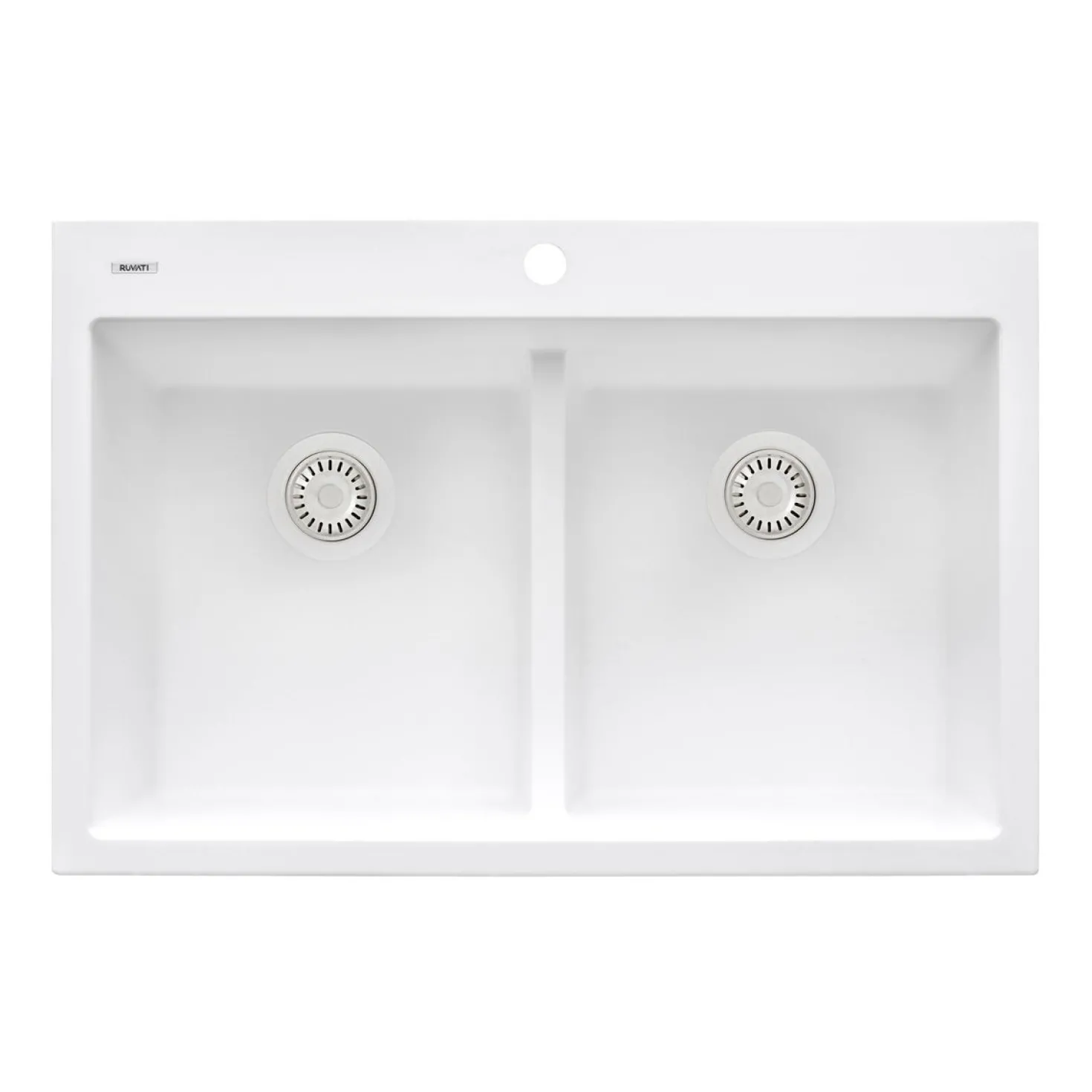 Ruvati 33 x 22" epiGranite Drop-in Topmount Granite Composite Double Bowl Low Divide Kitchen Sink