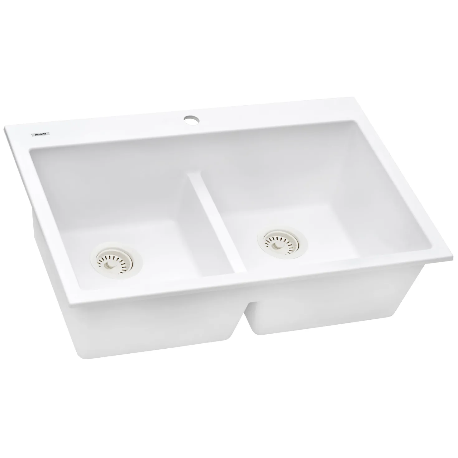 Ruvati 33 x 22" epiGranite Drop-in Topmount Granite Composite Double Bowl Low Divide Kitchen Sink