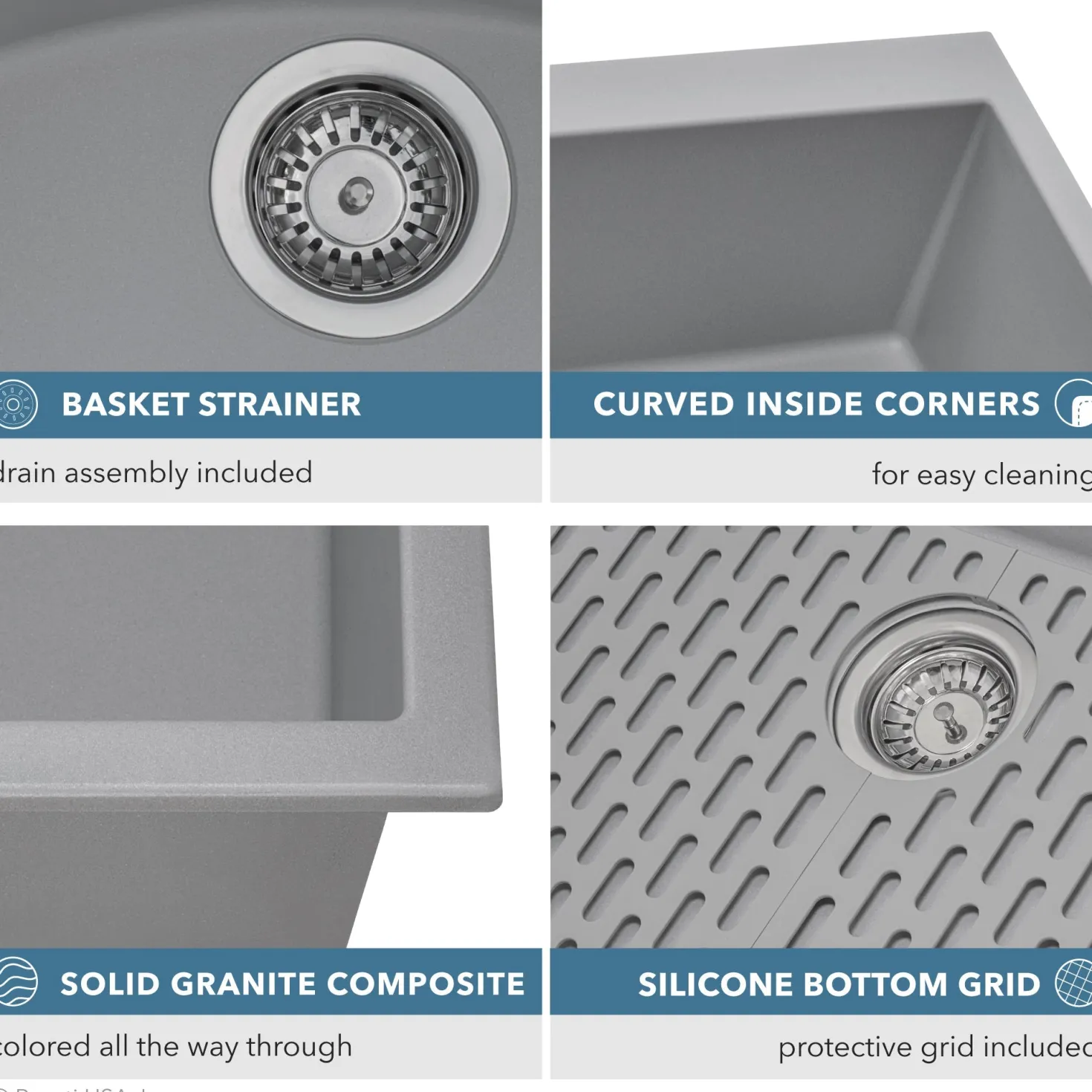 Ruvati 33 x 22" epiGranite Drop-in Topmount Granite Composite Double Bowl Low Divide Kitchen Sink