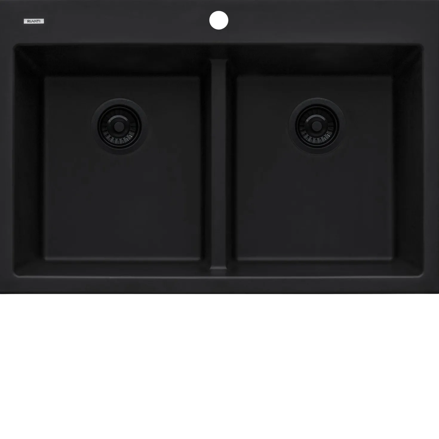 Ruvati 33 x 22" epiGranite Drop-in Topmount Granite Composite Double Bowl Low Divide Kitchen Sink