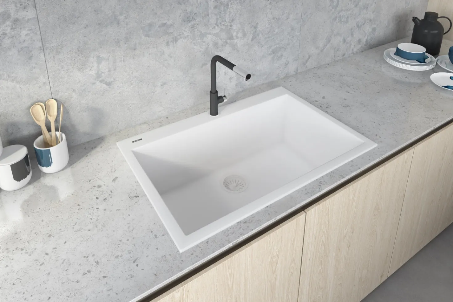 Ruvati 30 x 20" epiGranite Dual-Mount Granite Composite Single Bowl Kitchen Sink
