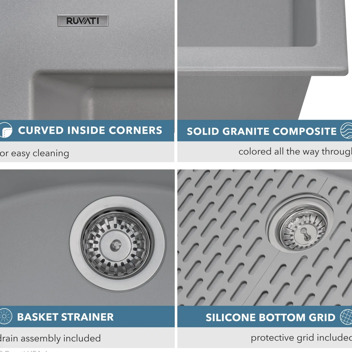 Ruvati 30 x 20" epiGranite Dual-Mount Granite Composite Single Bowl Kitchen Sink