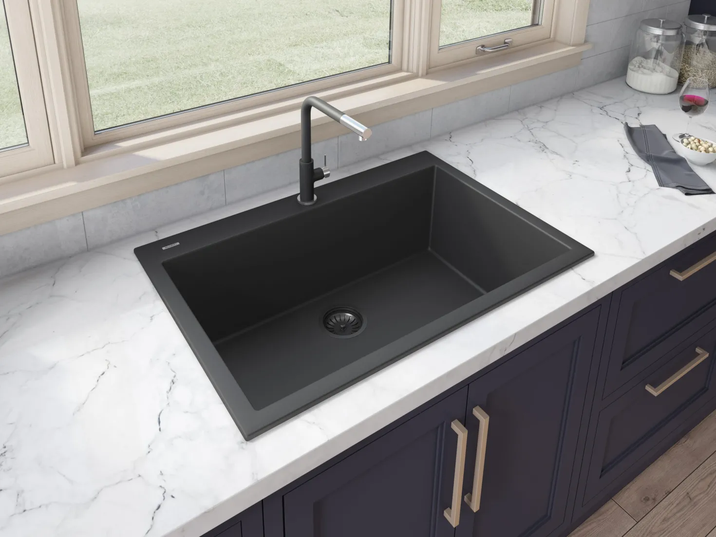 Ruvati 30 x 20" epiGranite Dual-Mount Granite Composite Single Bowl Kitchen Sink