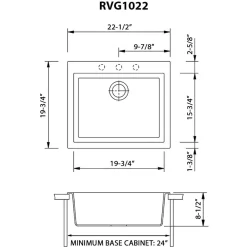 Ruvati 22 x 20" epiGranite Dual-Mount Granite Composite Single Bowl Kitchen Sink