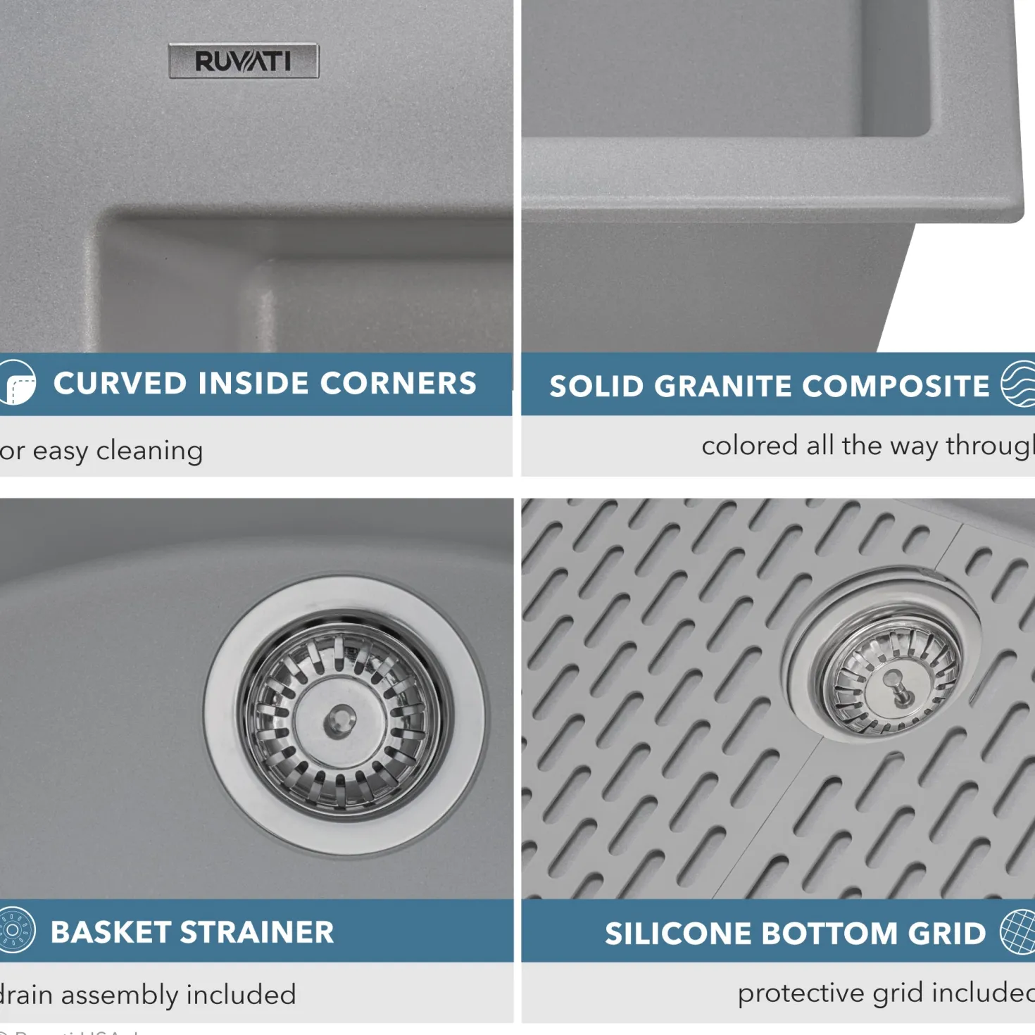 Ruvati 33 x 22" epiGranite Dual-Mount Granite Composite Single Bowl Kitchen Sink