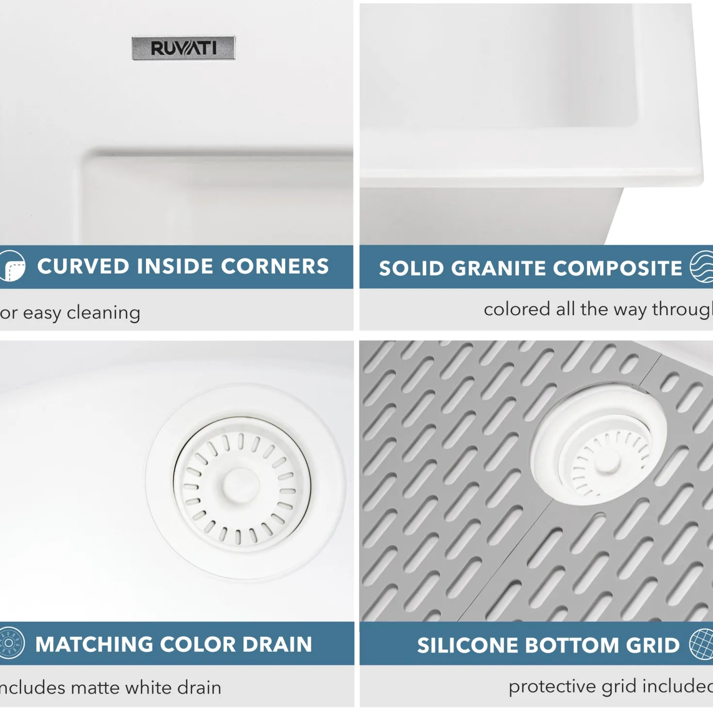 Ruvati 33 x 22" epiGranite Dual-Mount Granite Composite Single Bowl Kitchen Sink