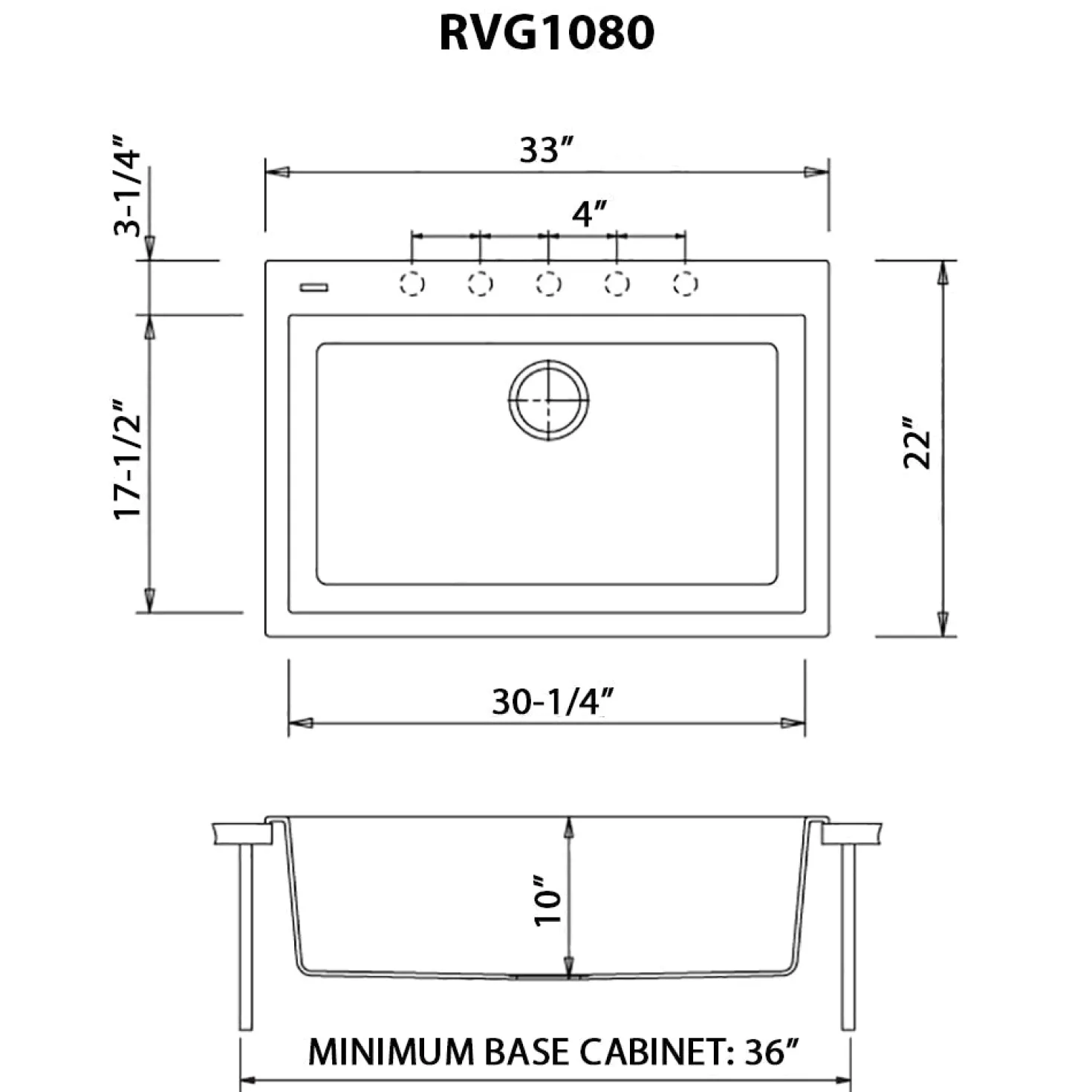 Ruvati 33 x 22" epiGranite Dual-Mount Granite Composite Single Bowl Kitchen Sink