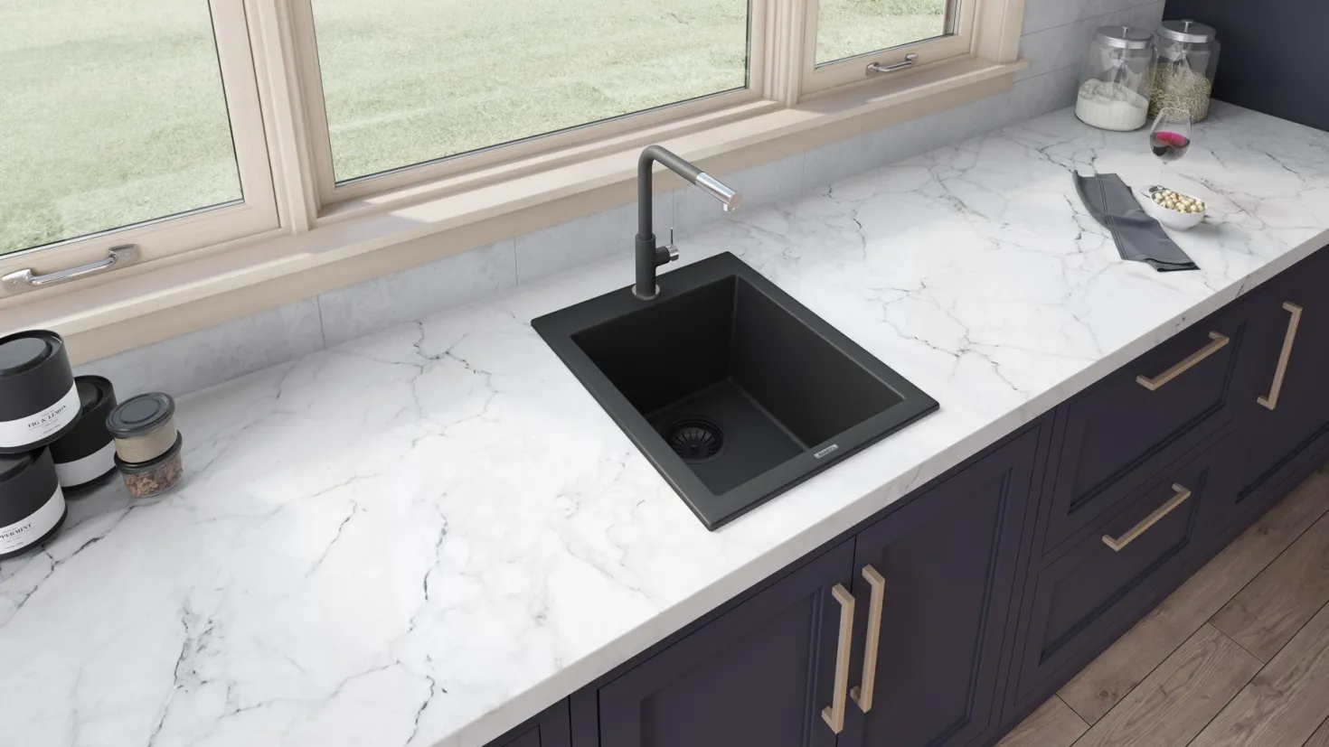 Ruvati 16 x 20" epiGranite Dual-Mount Granite Composite Single Bowl Kitchen Sink