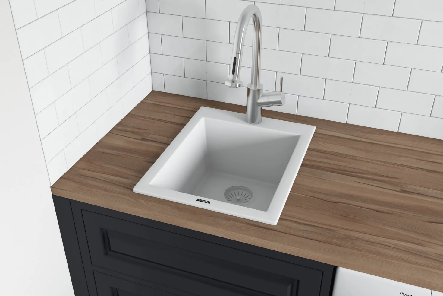 Ruvati 16 x 20" epiGranite Dual-Mount Granite Composite Single Bowl Kitchen Sink