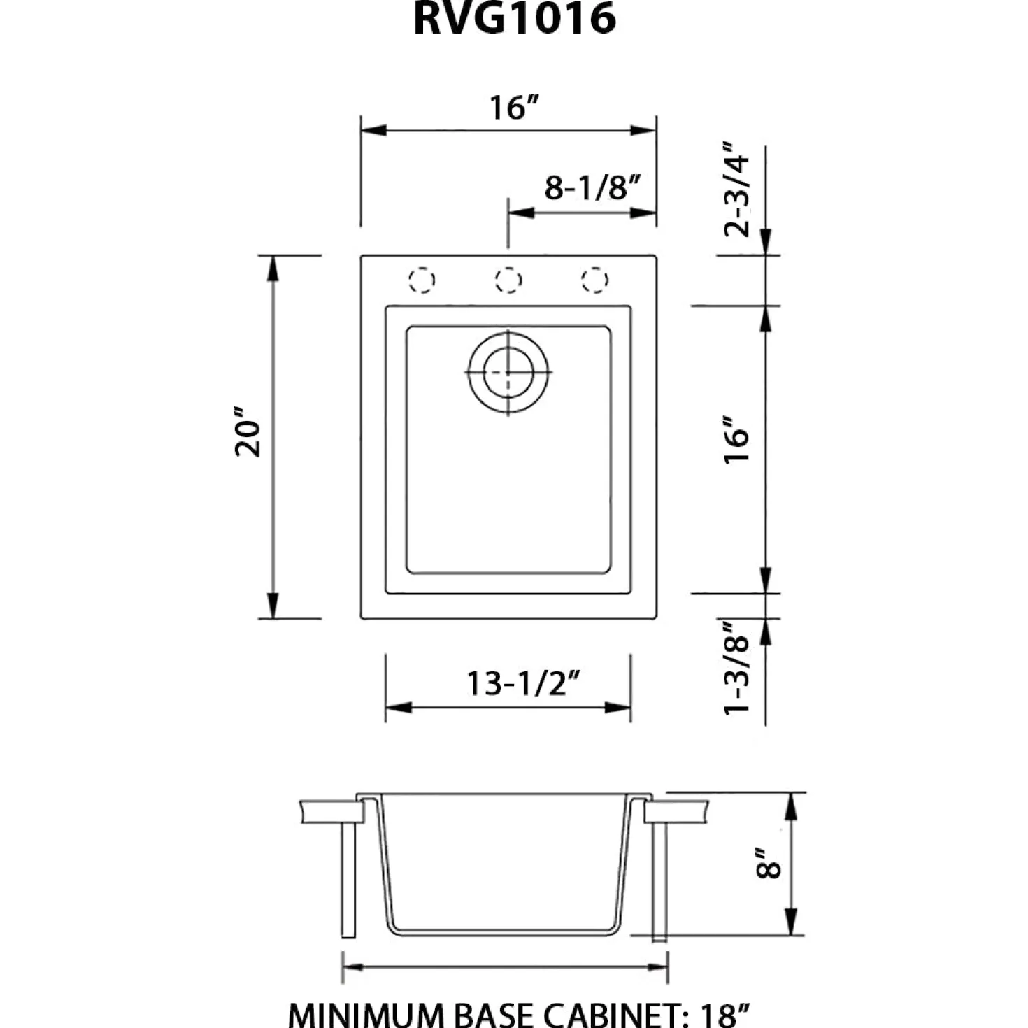 Ruvati 16 x 20" epiGranite Dual-Mount Granite Composite Single Bowl Kitchen Sink