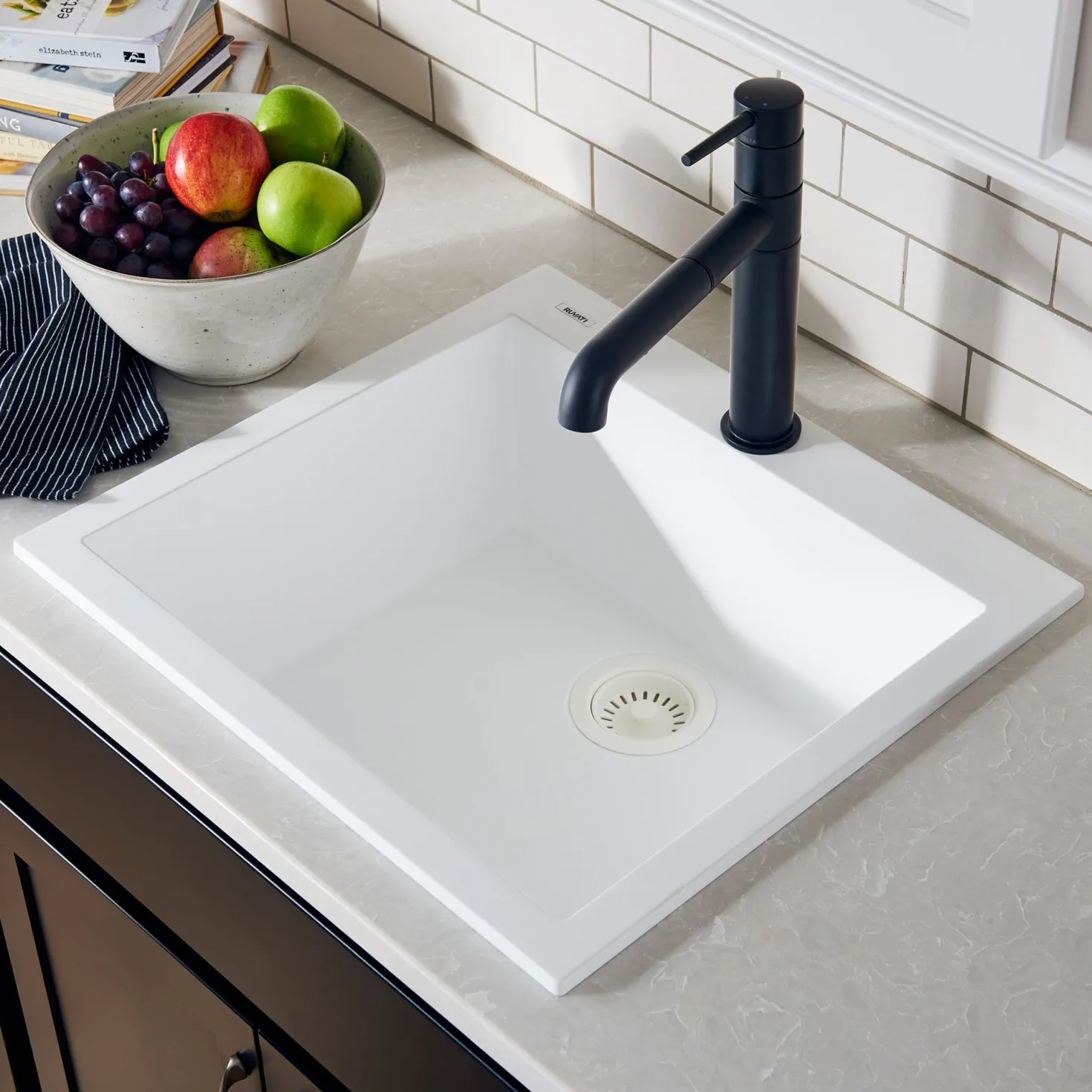 Ruvati 23 x 20" epiGranite Dual-Mount Granite Composite Single Bowl Kitchen Sink
