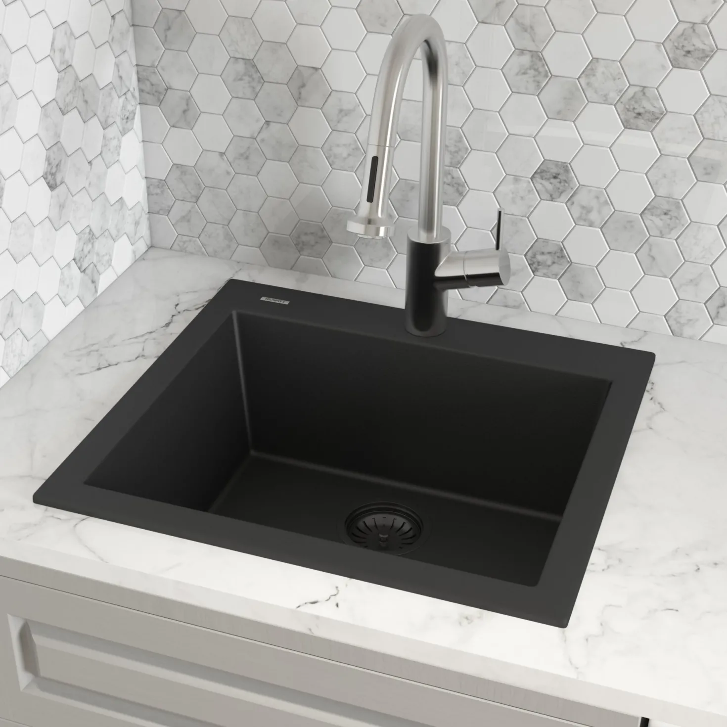 Ruvati 23 x 20" epiGranite Dual-Mount Granite Composite Single Bowl Kitchen Sink