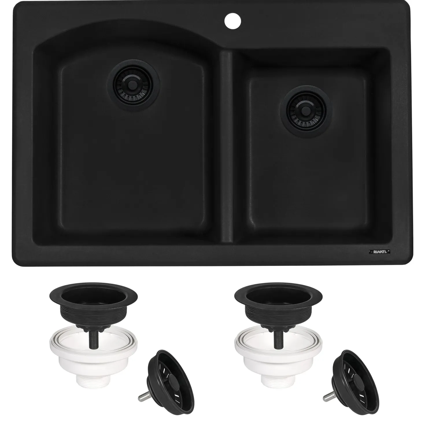 Ruvati 33 x 22" epiGranite Dual-Mount Double Bowl Granite Composite Kitchen Sink