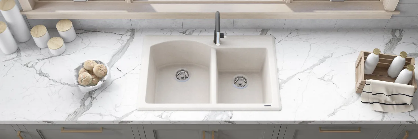 Ruvati 33 x 22" epiGranite Dual-Mount Double Bowl Granite Composite Kitchen Sink