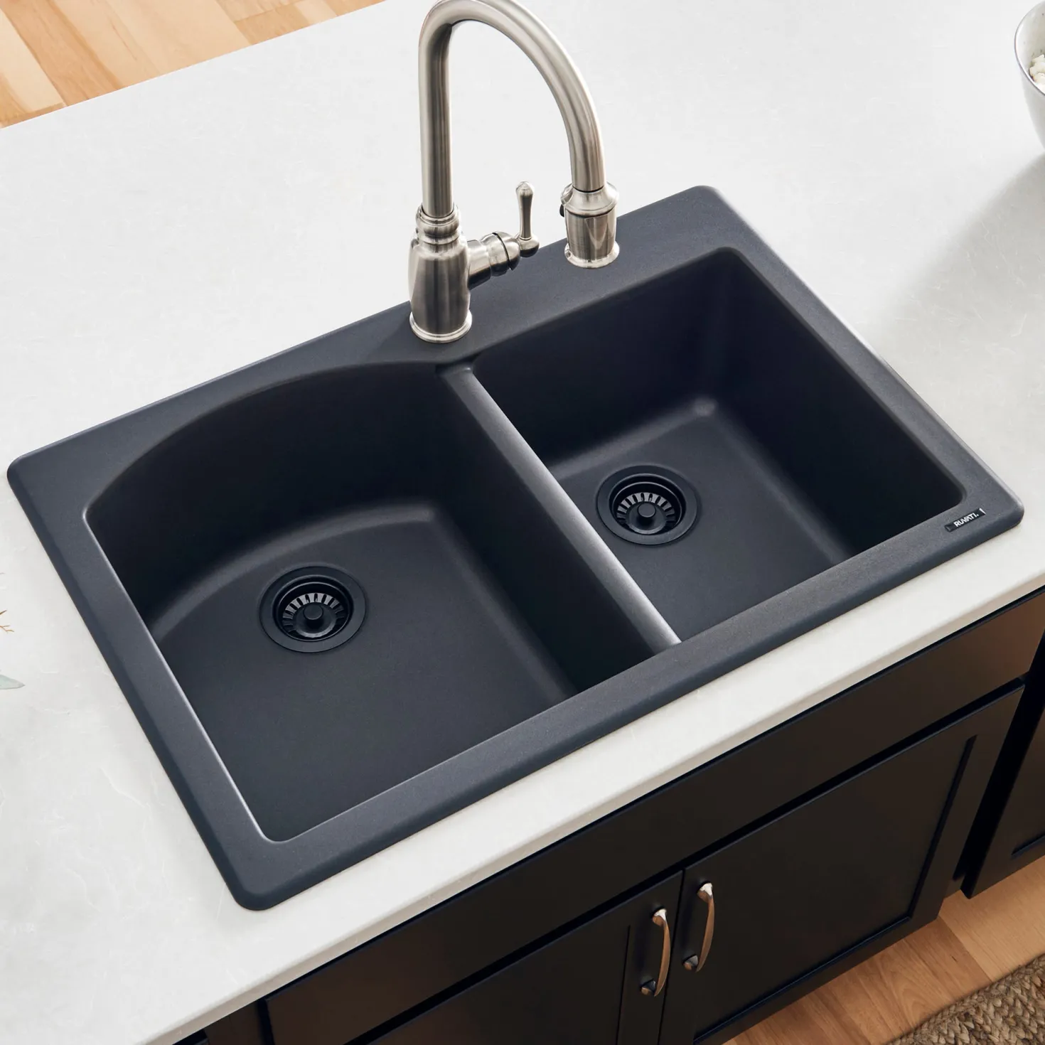 Ruvati 33 x 22" epiGranite Dual-Mount Double Bowl Granite Composite Kitchen Sink