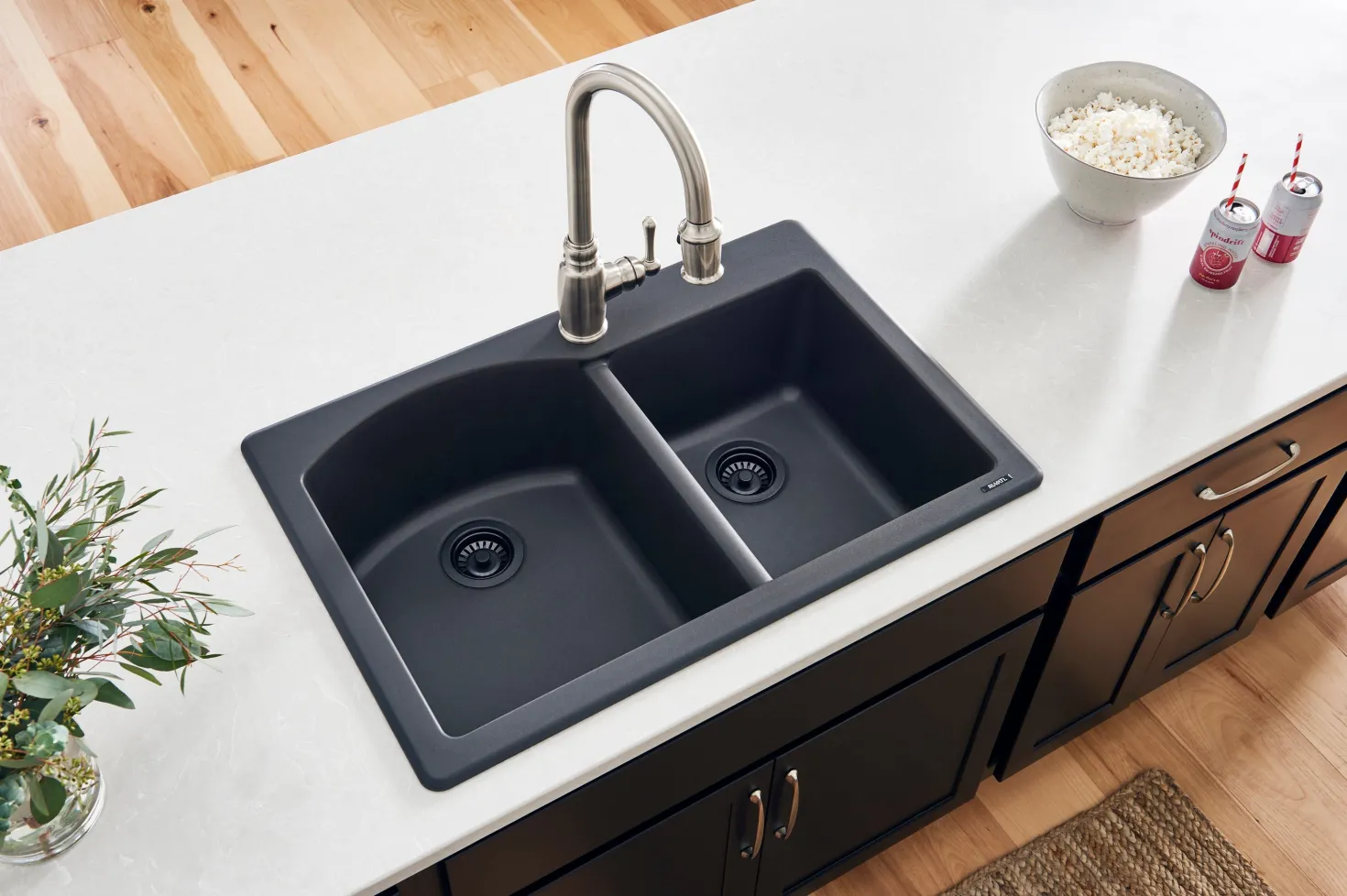 Ruvati 33 x 22" epiGranite Dual-Mount Double Bowl Granite Composite Kitchen Sink