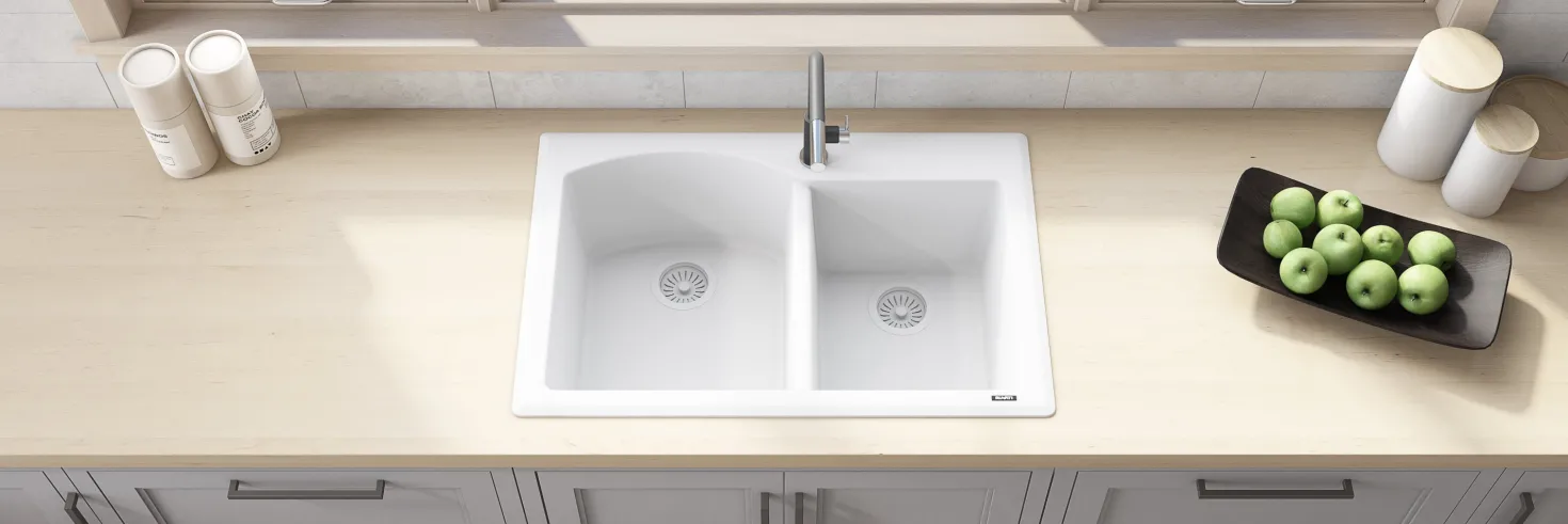 Ruvati 33 x 22" epiGranite Dual-Mount Double Bowl Granite Composite Kitchen Sink