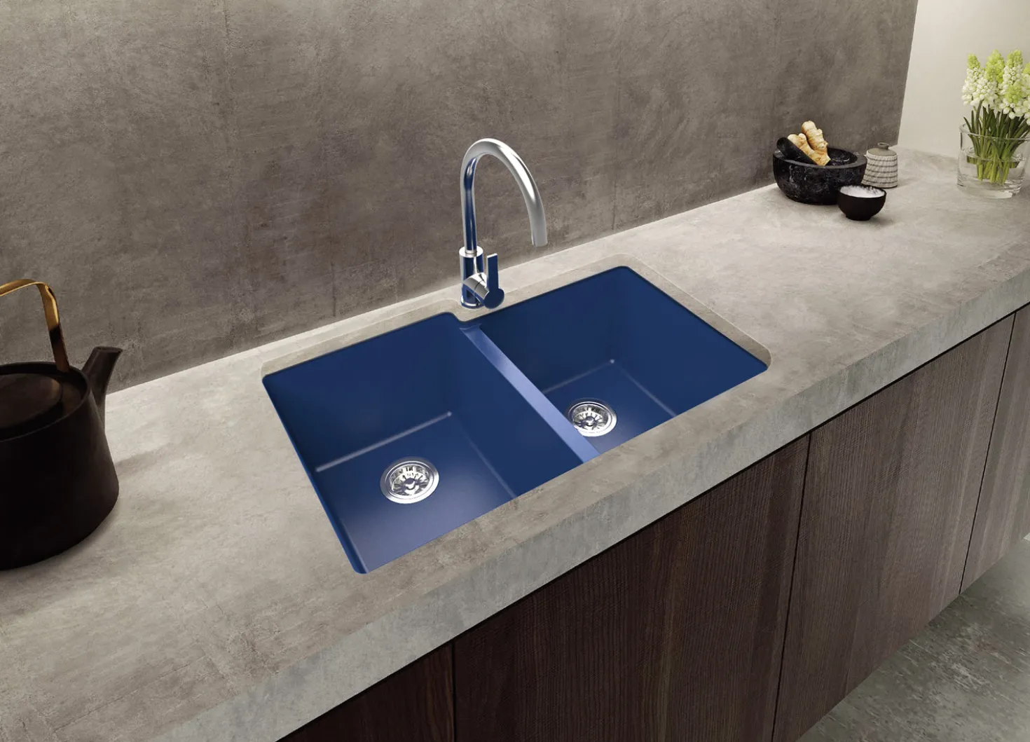 Ruvati 33 x 22" epiGranite Dual-Mount Granite Composite Double Bowl Kitchen Sink