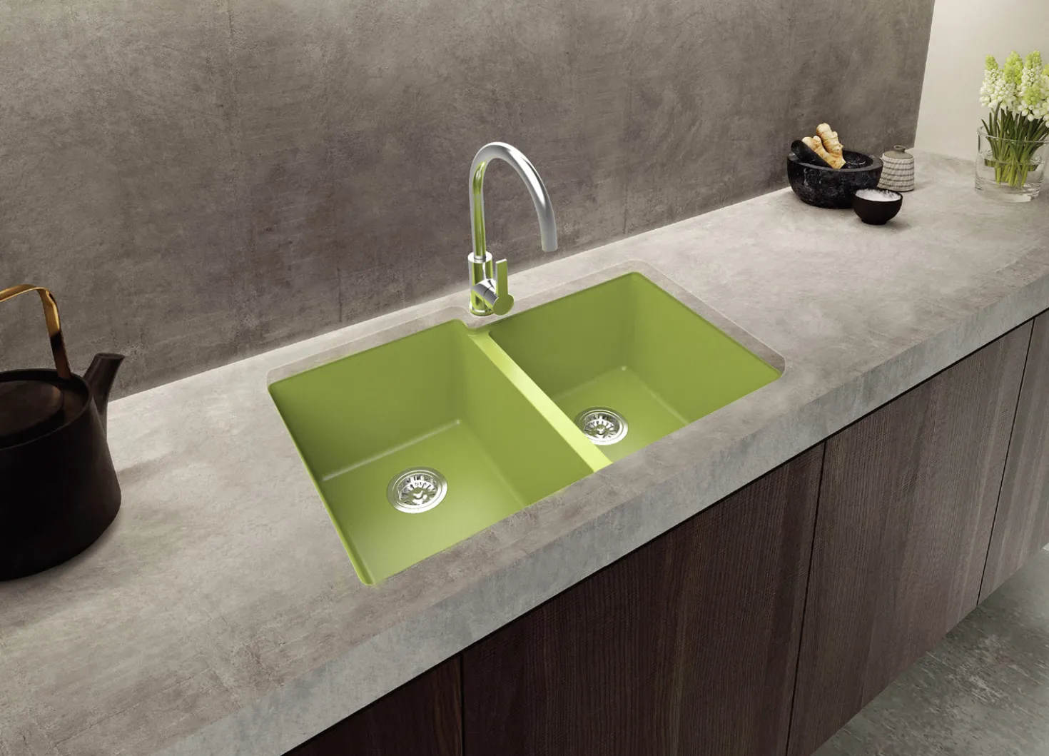 Ruvati 33 x 22" epiGranite Dual-Mount Granite Composite Double Bowl Kitchen Sink