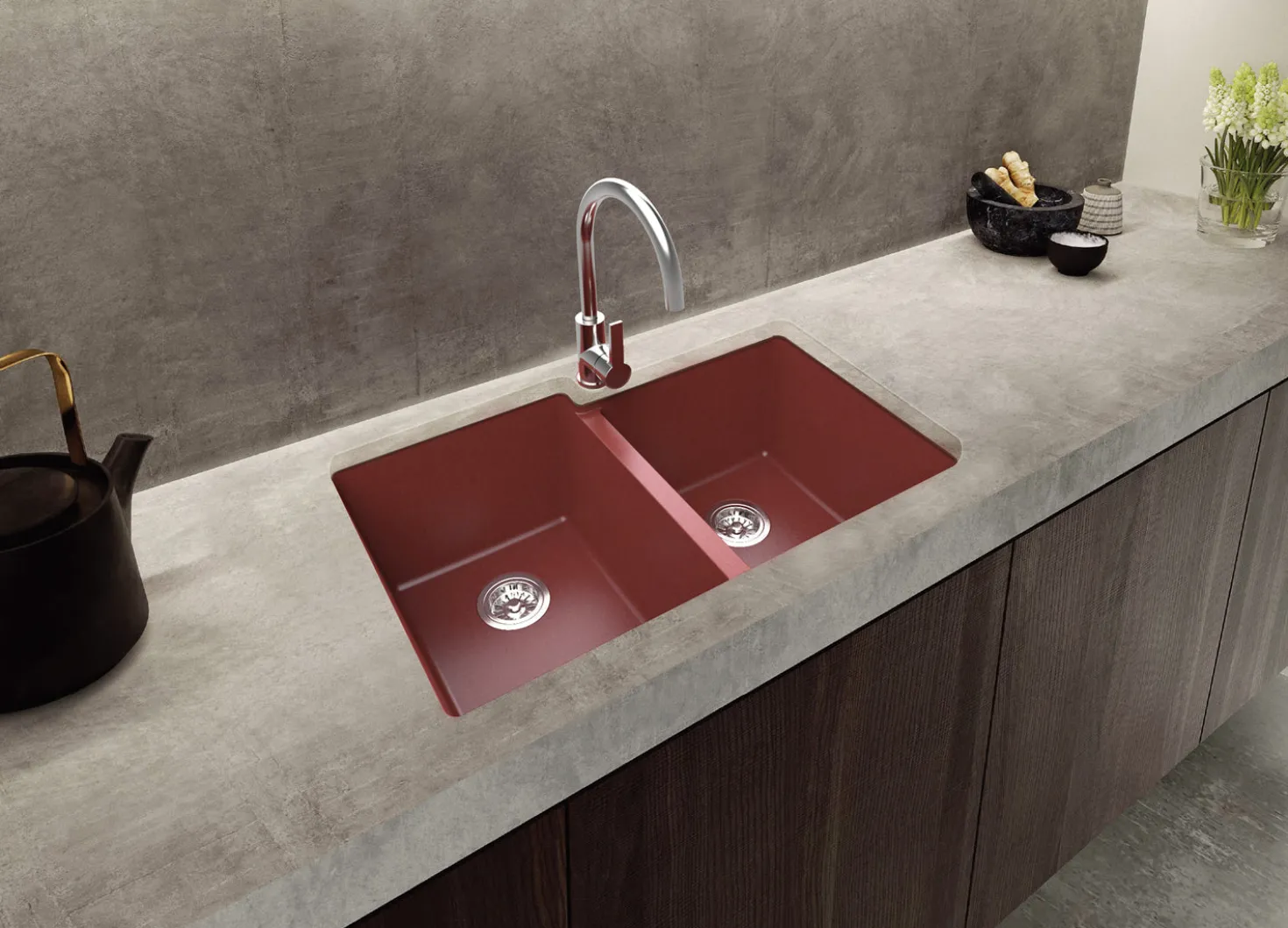 Ruvati 33 x 22" epiGranite Dual-Mount Granite Composite Double Bowl Kitchen Sink