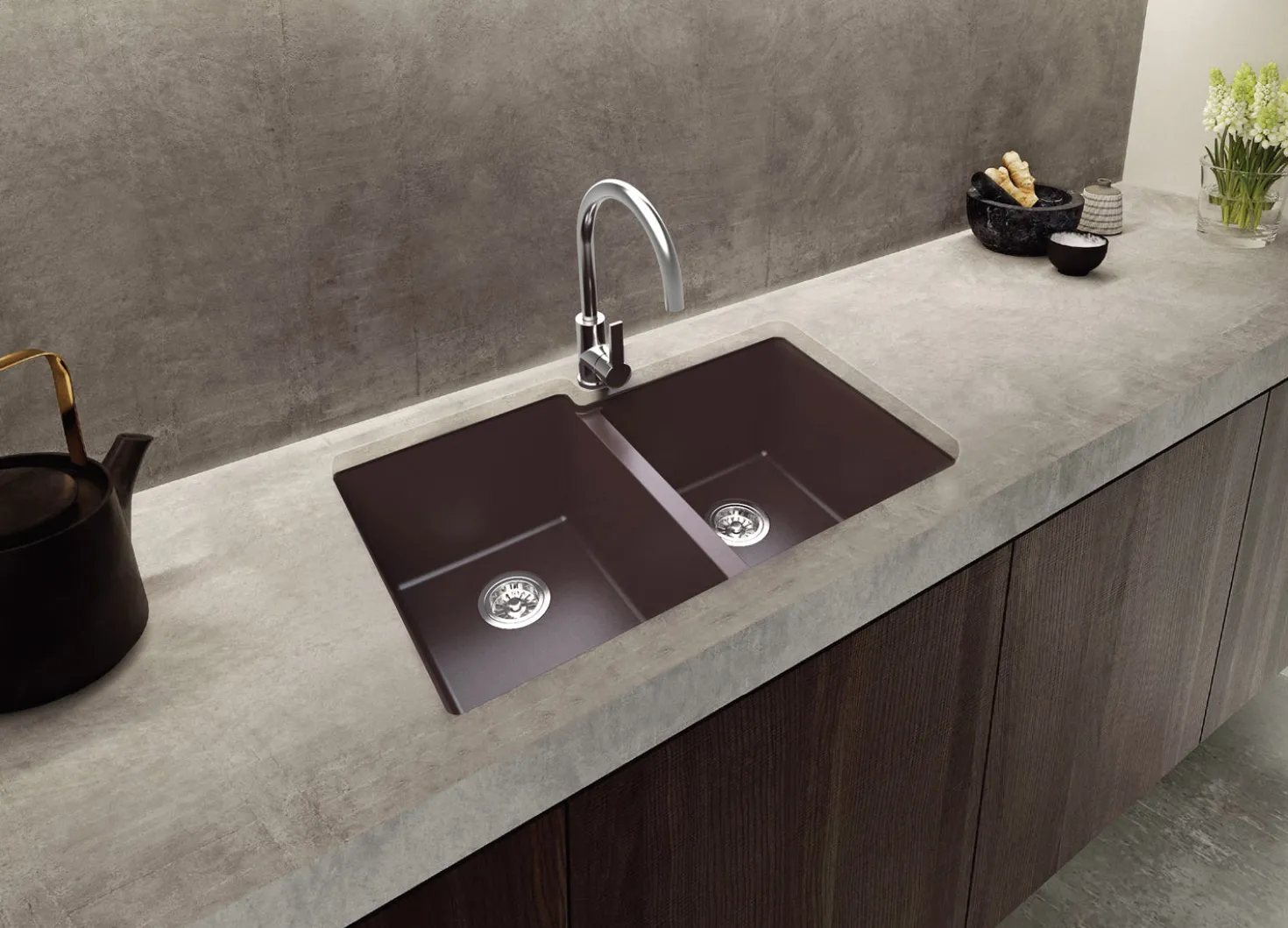 Ruvati 33 x 22" epiGranite Dual-Mount Granite Composite Double Bowl Kitchen Sink