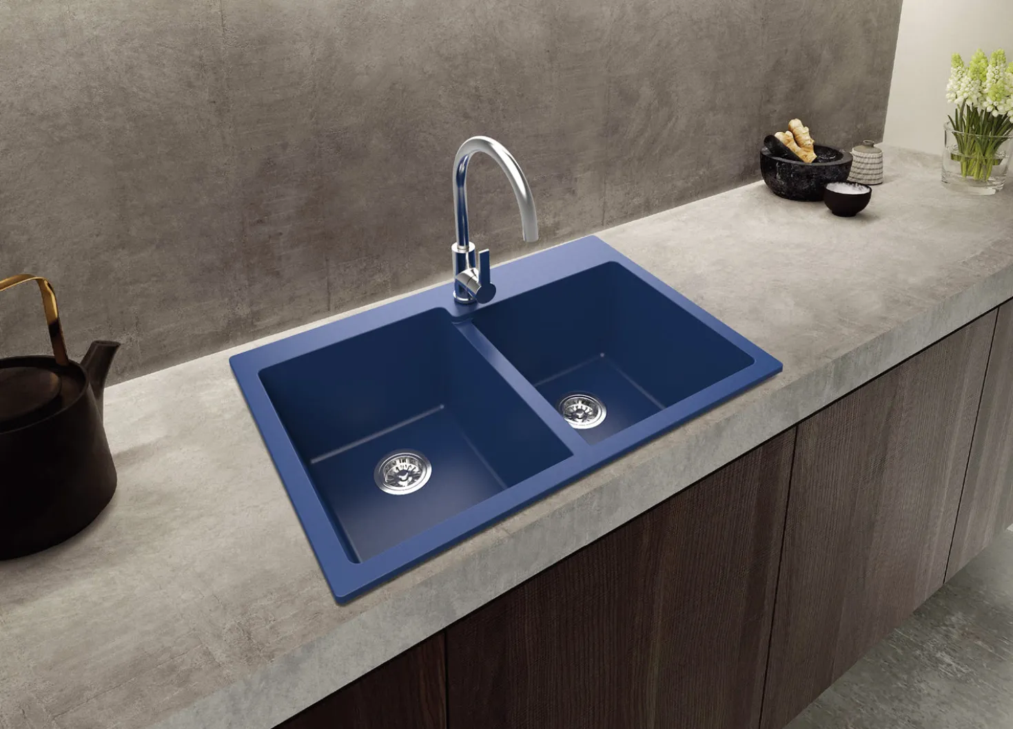 Ruvati 33 x 22" epiGranite Dual-Mount Granite Composite Double Bowl Kitchen Sink