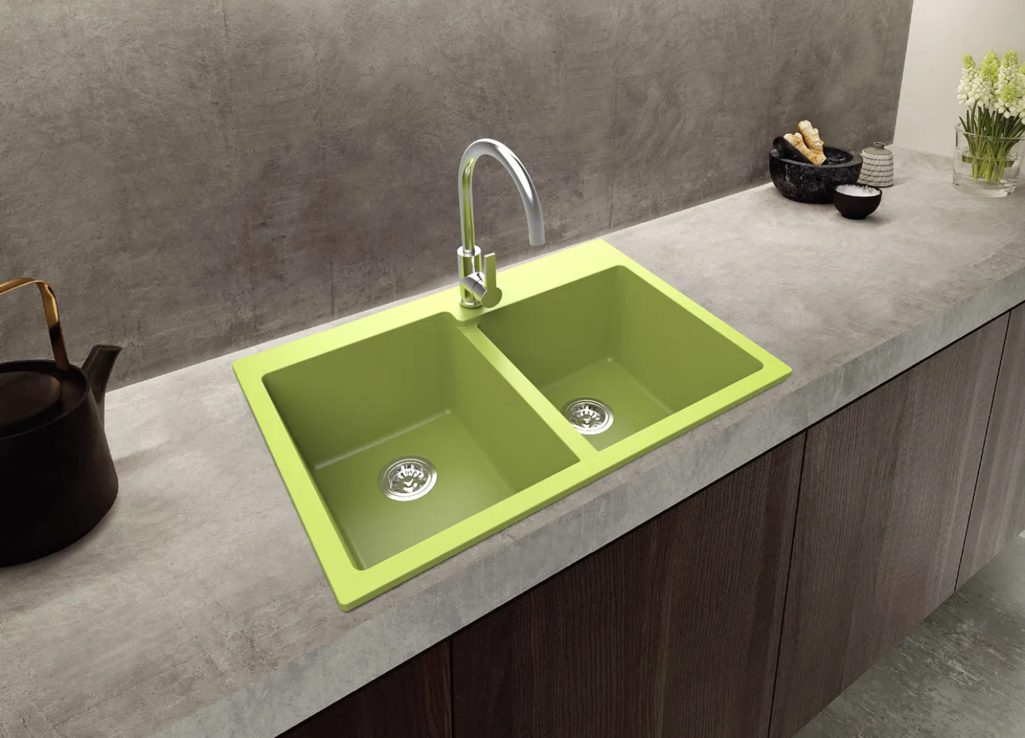 Ruvati 33 x 22" epiGranite Dual-Mount Granite Composite Double Bowl Kitchen Sink