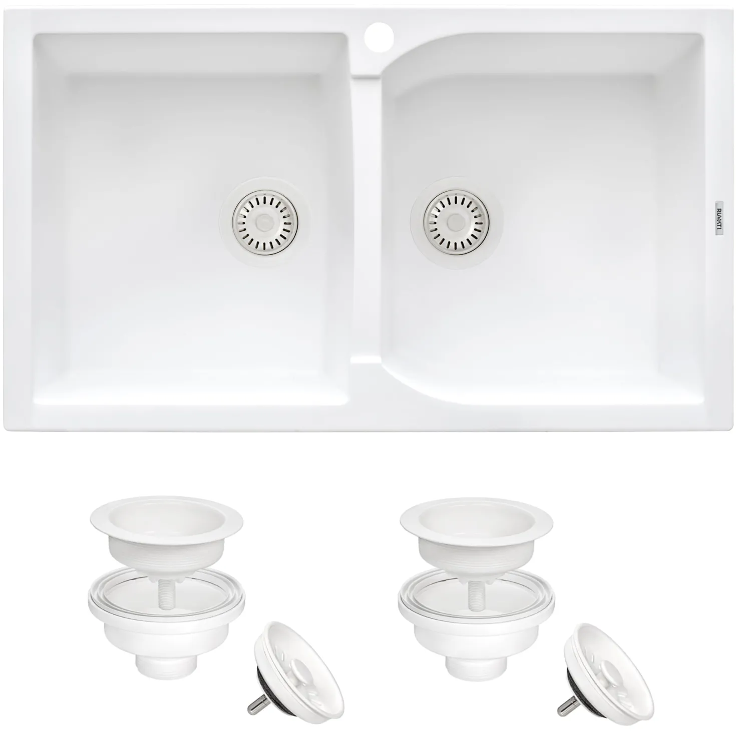 Ruvati 34 x 20" epiGranite Dual-Mount Granite Composite Double Bowl Kitchen Sink