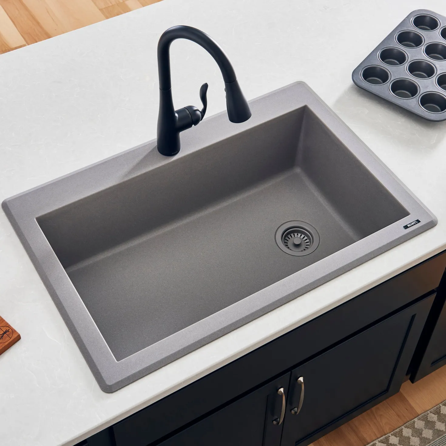 Ruvati 33 x 22" epiGranite Top Mount Granite Composite Single Bowl Kitchen Sink