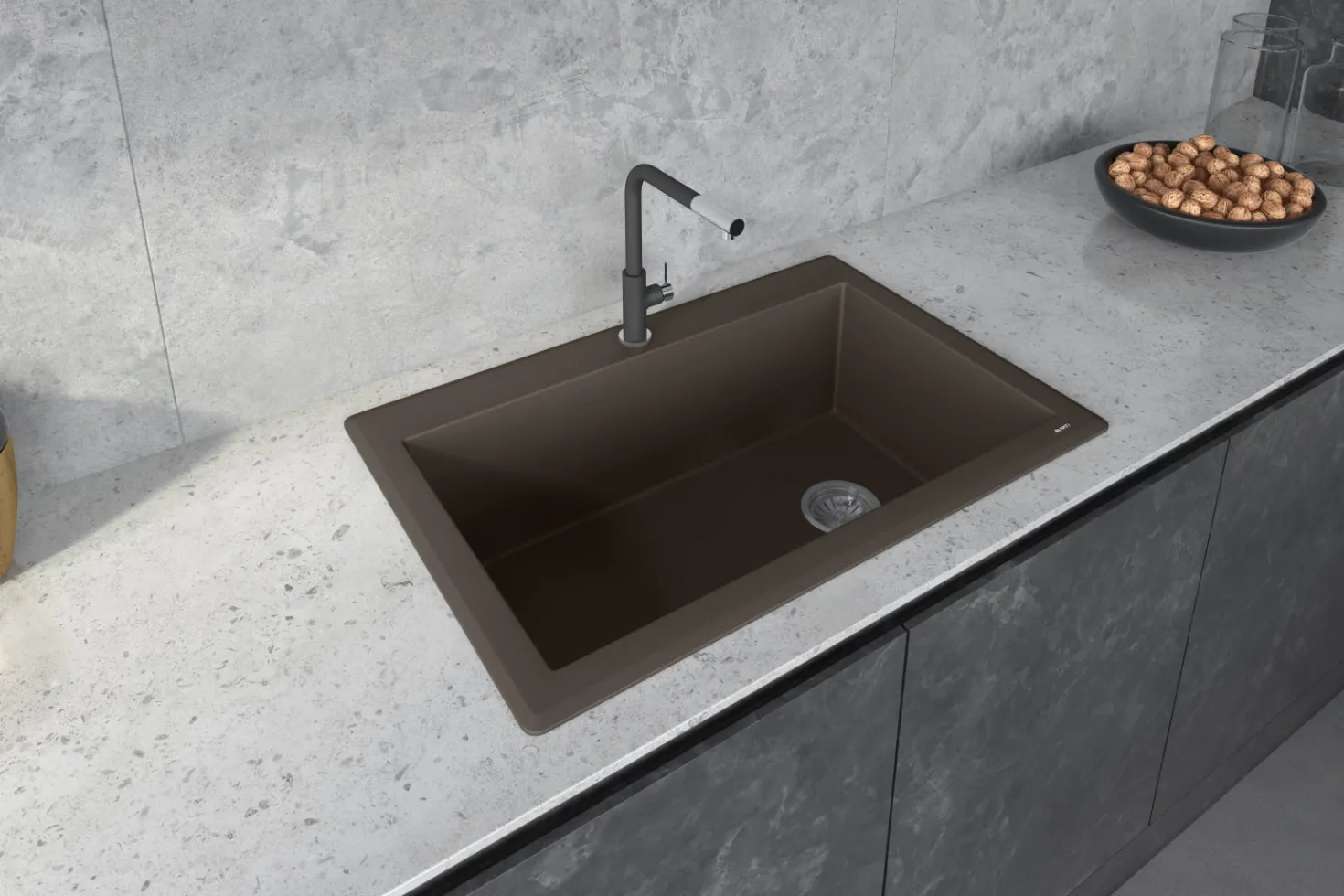 Ruvati 33 x 22" epiGranite Top Mount Granite Composite Single Bowl Kitchen Sink