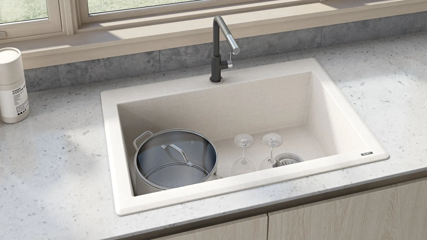 Ruvati 33 x 22" epiGranite Top Mount Granite Composite Single Bowl Kitchen Sink