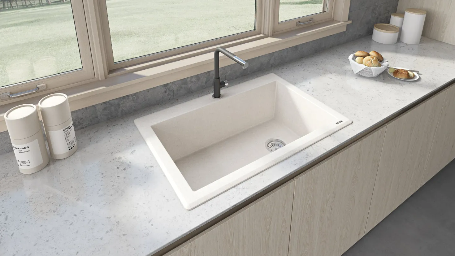 Ruvati 33 x 22" epiGranite Top Mount Granite Composite Single Bowl Kitchen Sink