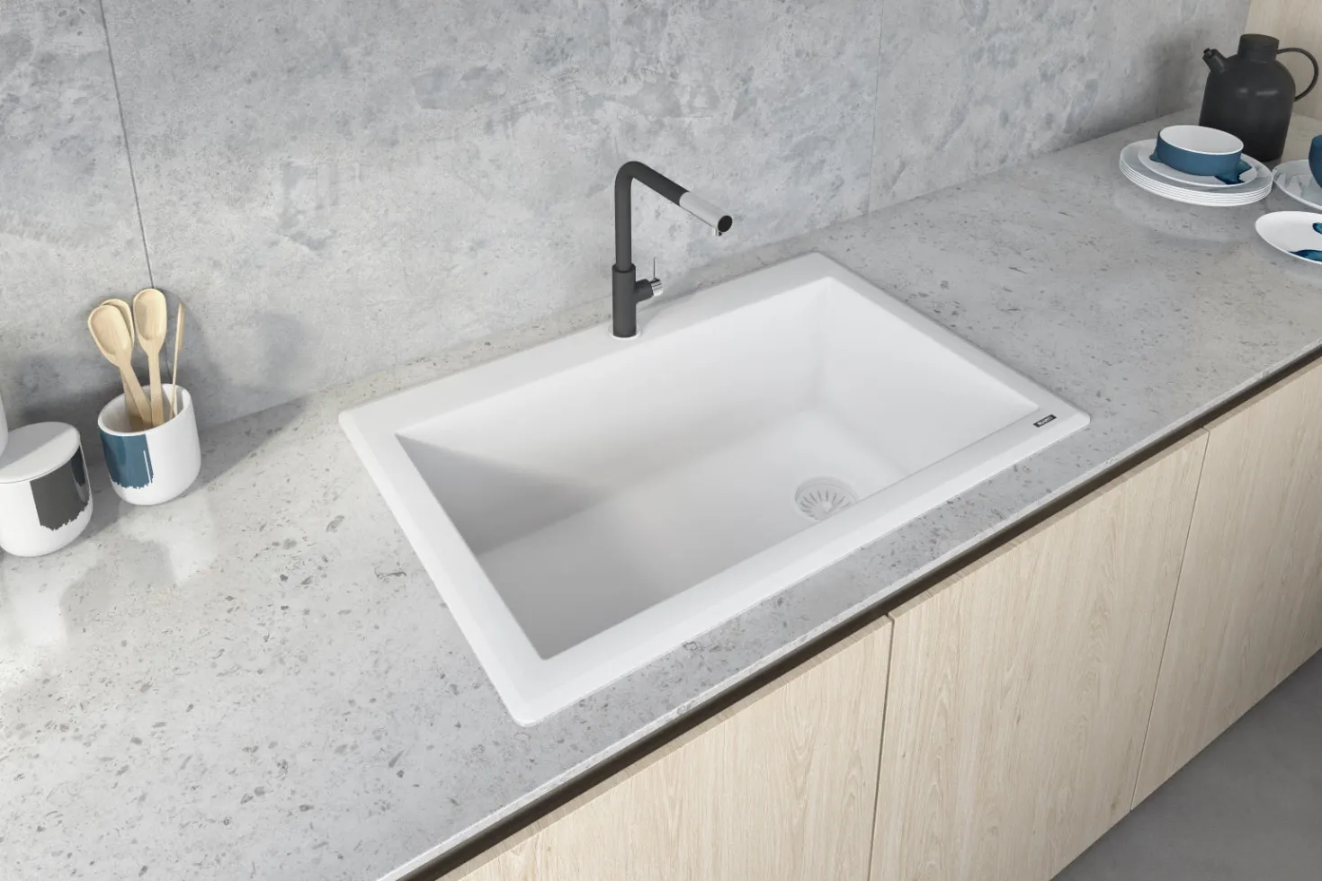 Ruvati 33 x 22" epiGranite Top Mount Granite Composite Single Bowl Kitchen Sink
