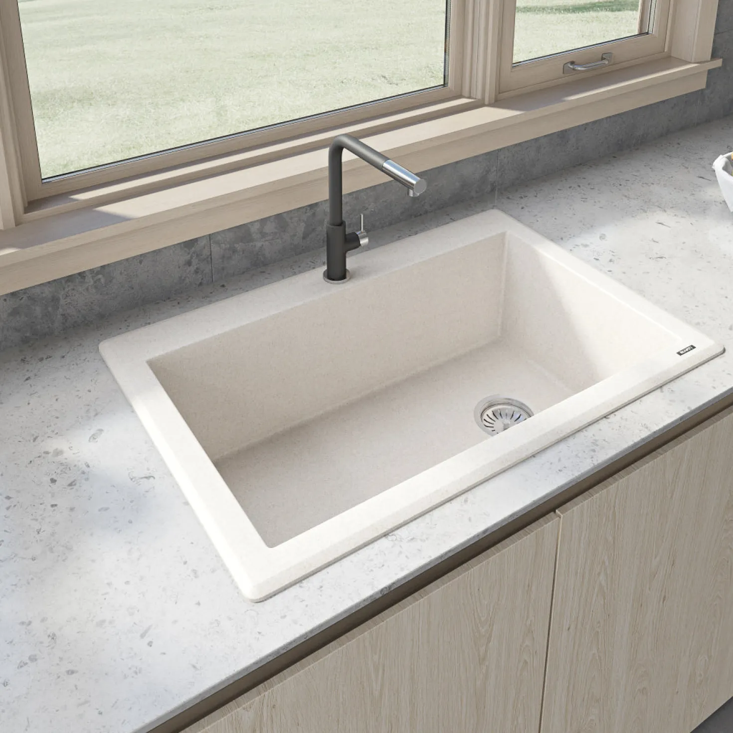 Ruvati 33 x 22" epiGranite Top Mount Granite Composite Single Bowl Kitchen Sink