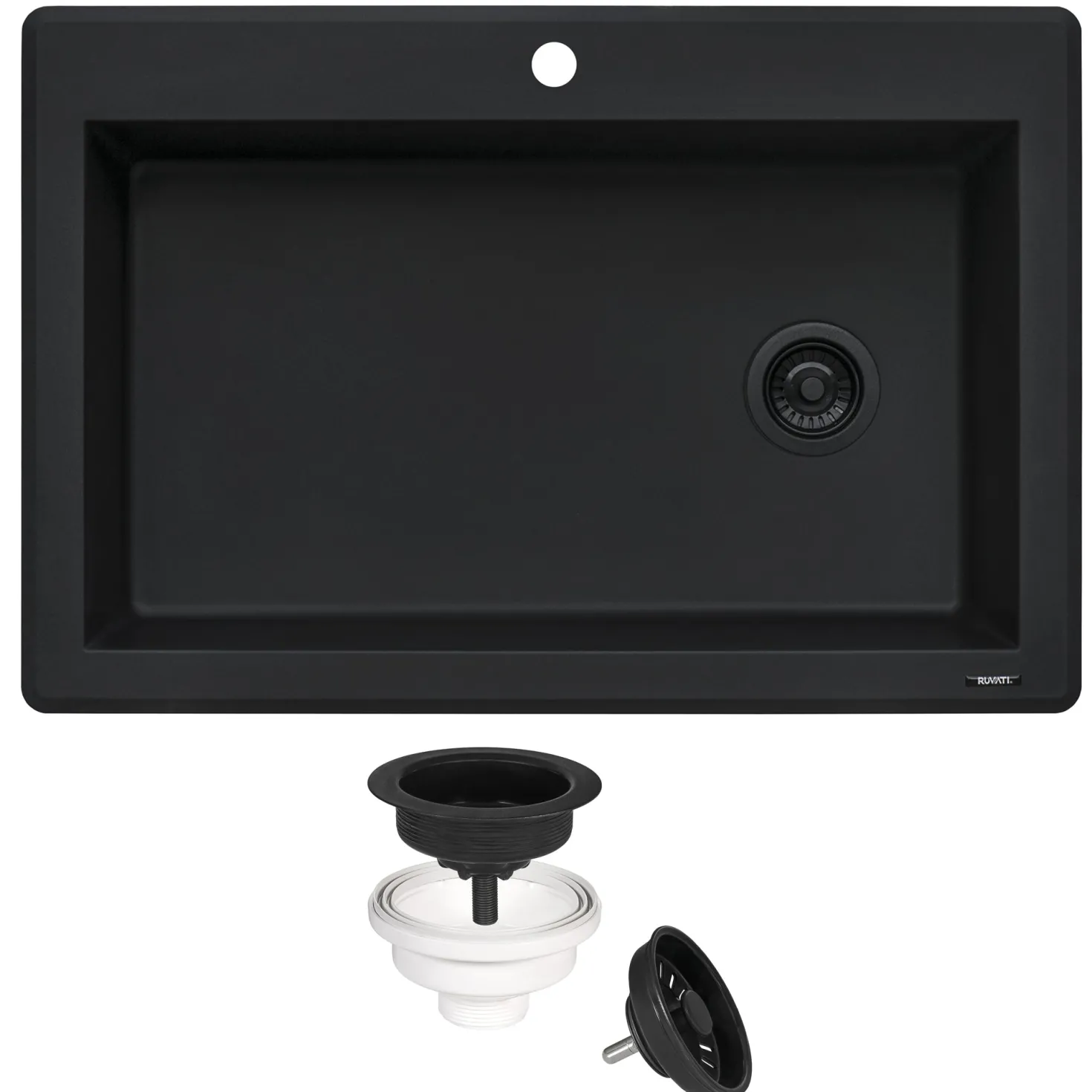Ruvati 33 x 22" epiGranite Top Mount Granite Composite Single Bowl Kitchen Sink
