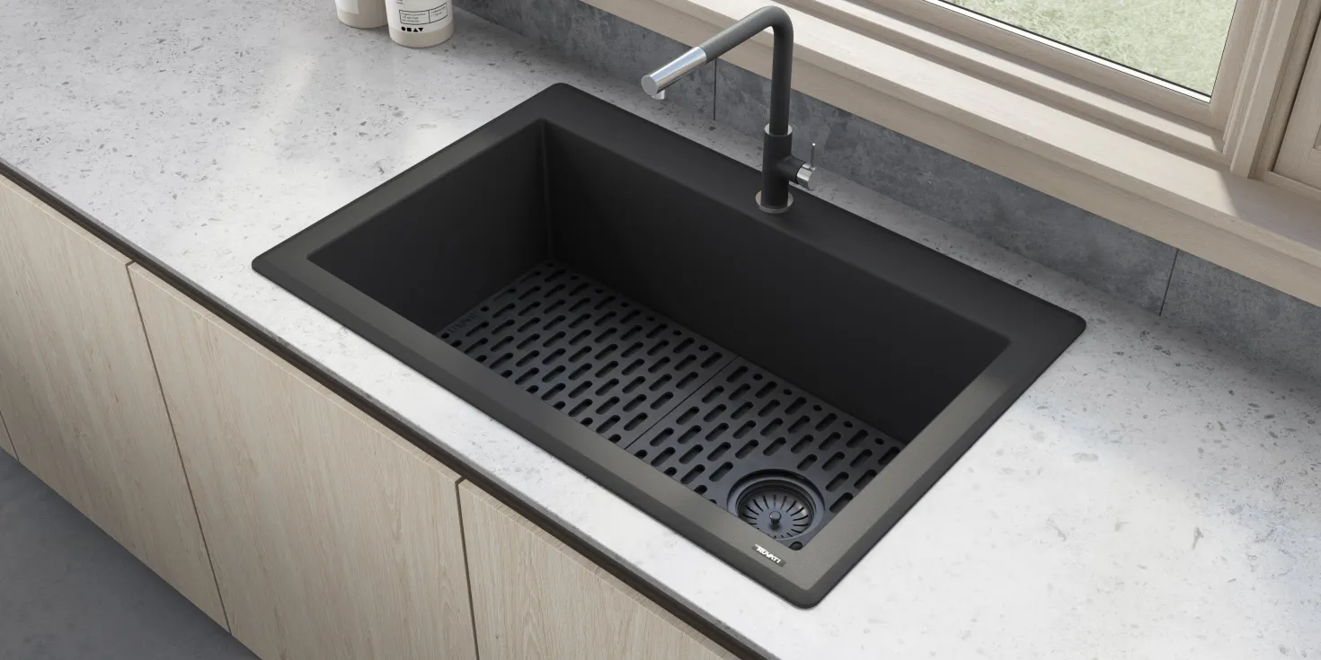 Ruvati 33 x 22" epiGranite Top Mount Granite Composite Single Bowl Kitchen Sink