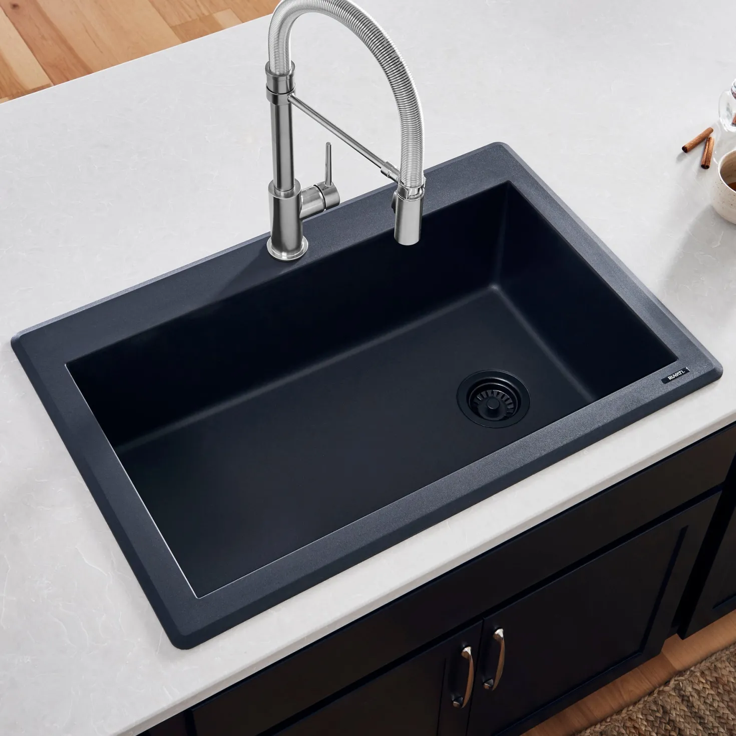Ruvati 33 x 22" epiGranite Top Mount Granite Composite Single Bowl Kitchen Sink
