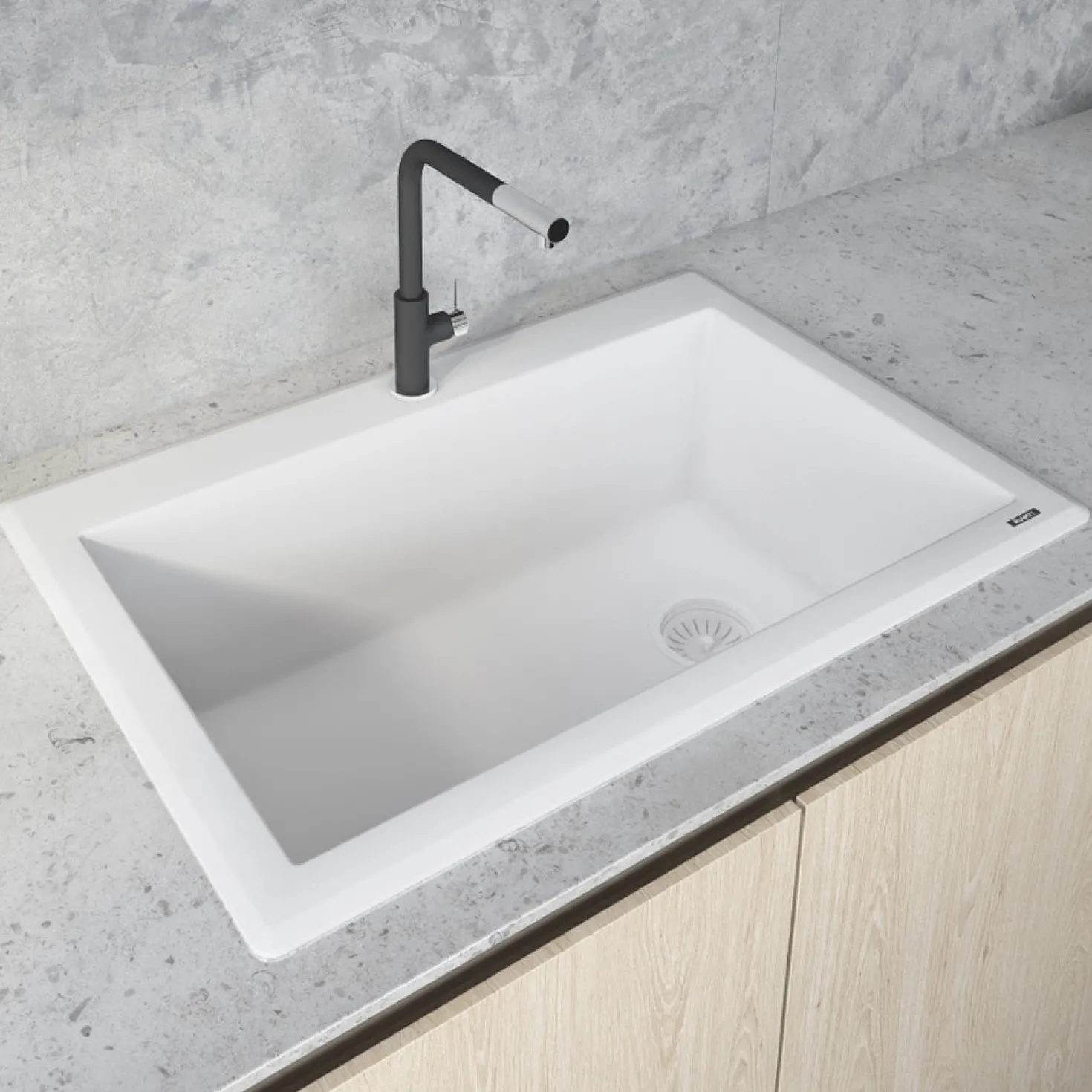 Ruvati 33 x 22" epiGranite Top Mount Granite Composite Single Bowl Kitchen Sink