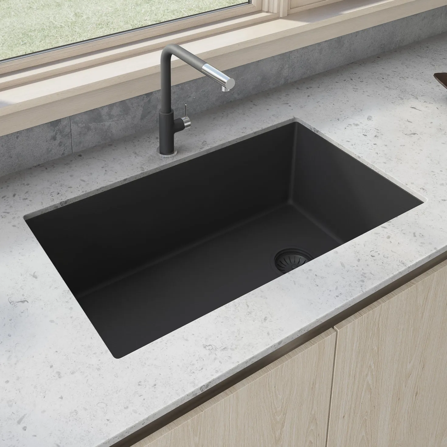 Ruvati 31 x 19" epiGranite Undermount Granite Composite Single Bowl Kitchen Sink