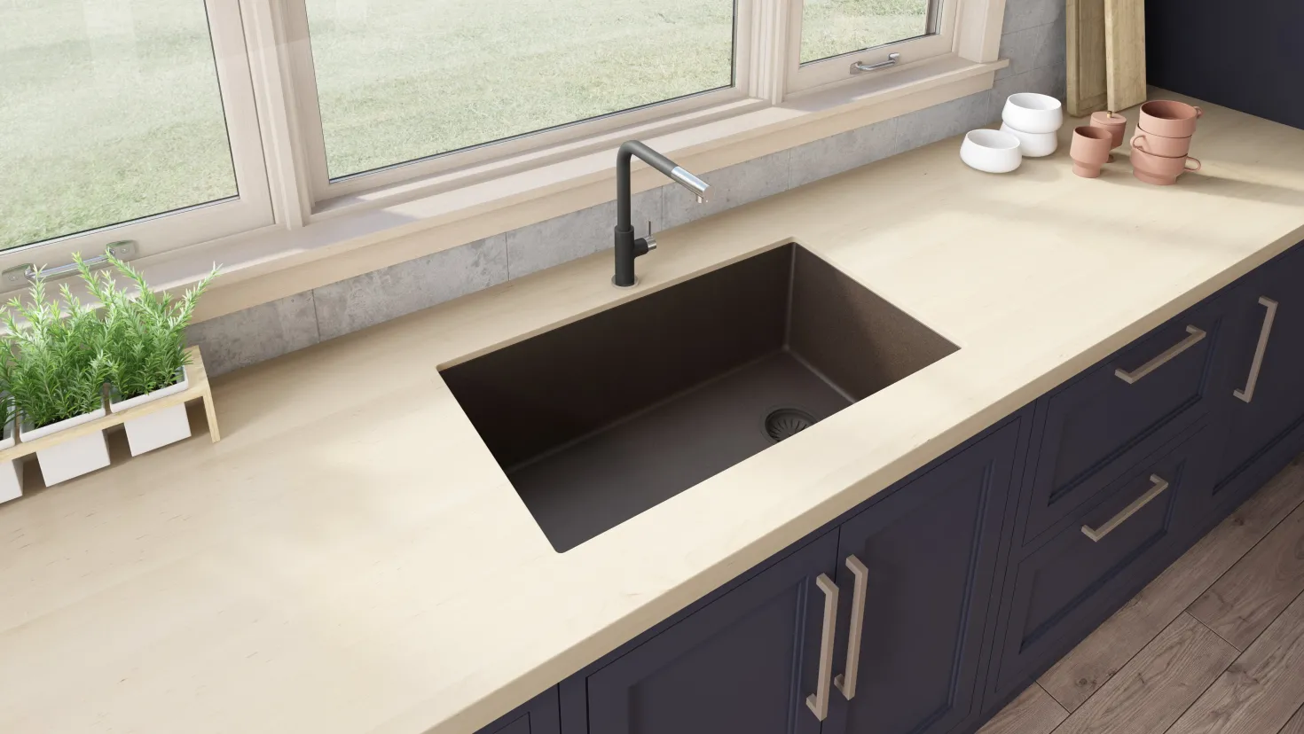 Ruvati 31 x 19" epiGranite Undermount Granite Composite Single Bowl Kitchen Sink