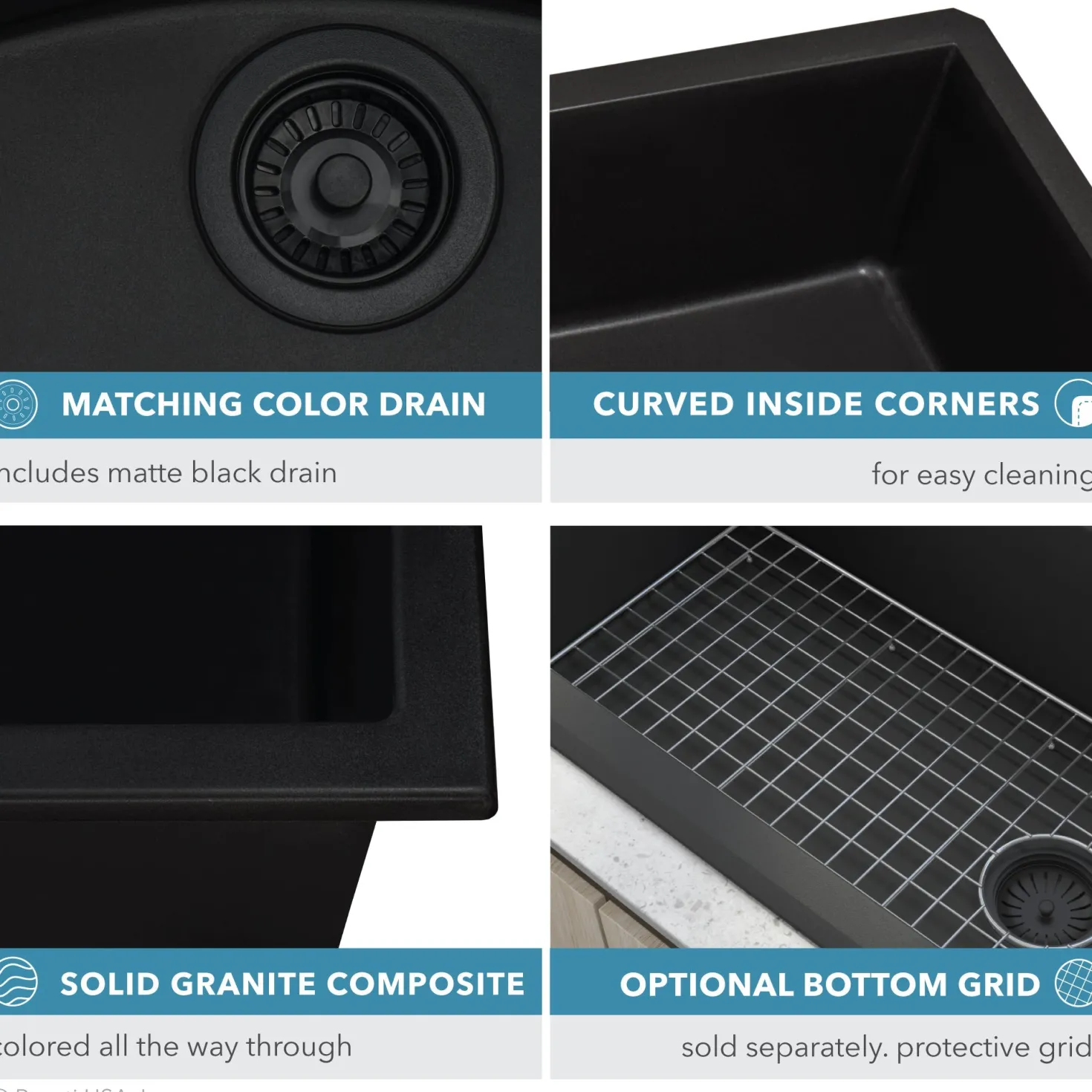 Ruvati 31 x 19" epiGranite Undermount Granite Composite Single Bowl Kitchen Sink