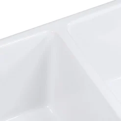Ruvati 33 x 18" Fireclay Farmhouse Apron-Front Double Bowl Kitchen Sink in White
