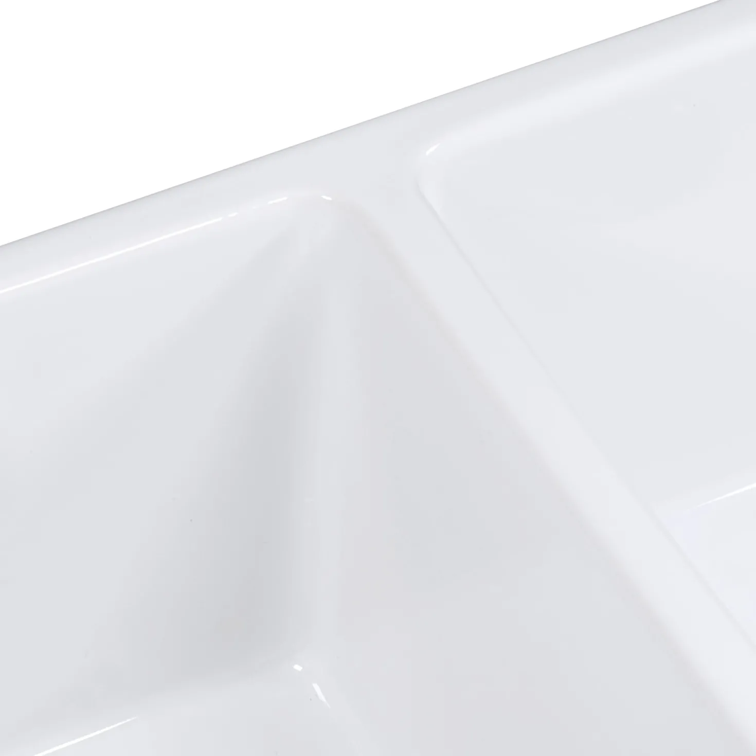 Ruvati 33 x 18" Fireclay Farmhouse Apron-Front Double Bowl Kitchen Sink in White