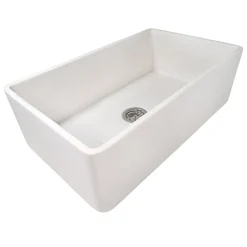 Ruvati 33 x 20" Fireclay Reversible Farmhouse Distressed Finish Apron-Front Kitchen Sink - Crackled White
