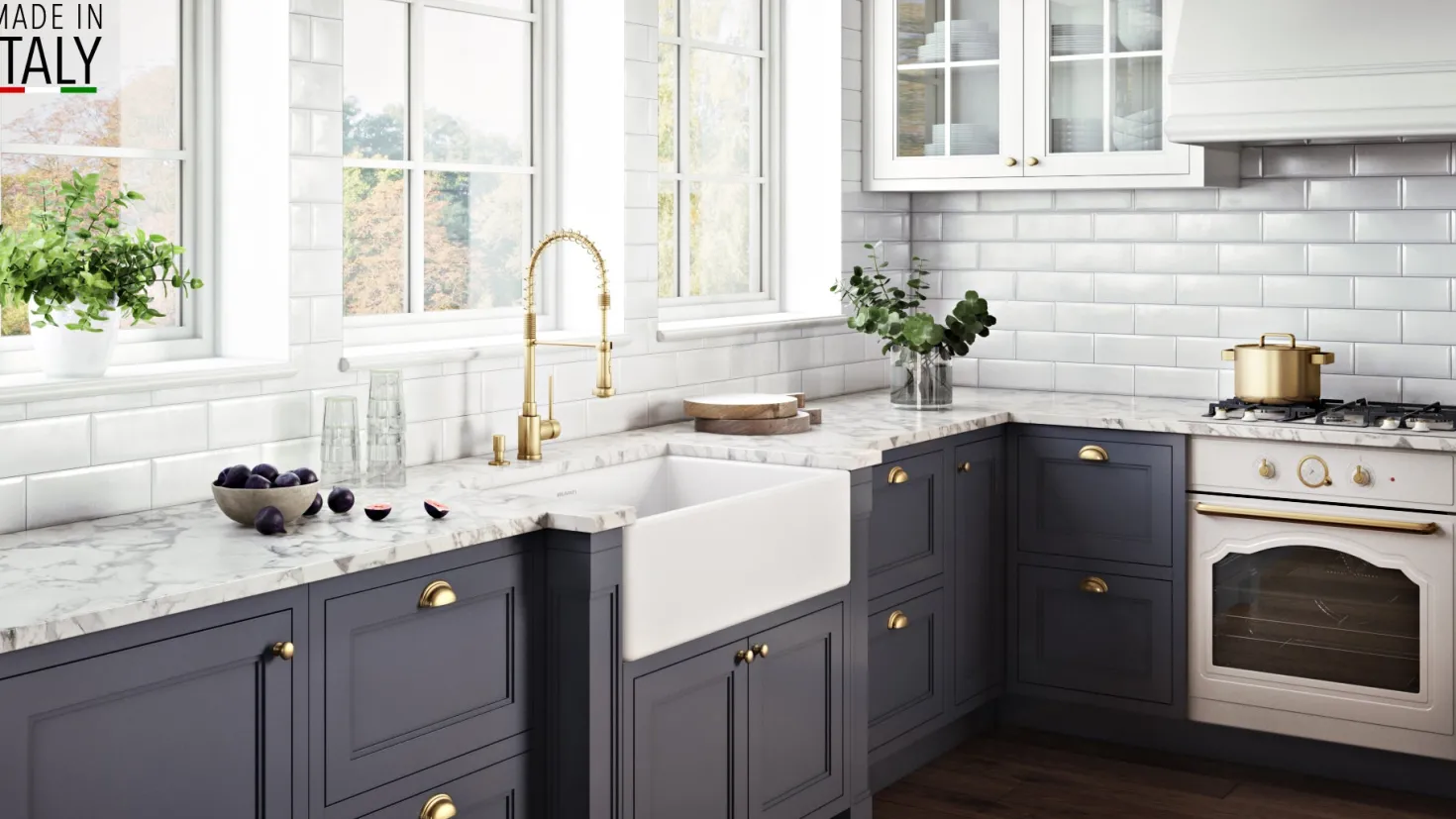Ruvati 30 x 20" Fireclay Reversible Farmhouse Apron-Front Kitchen Sink Single Bowl