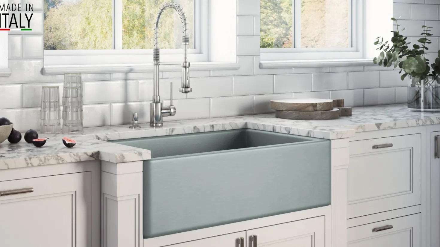 Ruvati 30 x 20" Fireclay Reversible Farmhouse Apron-Front Kitchen Sink Single Bowl