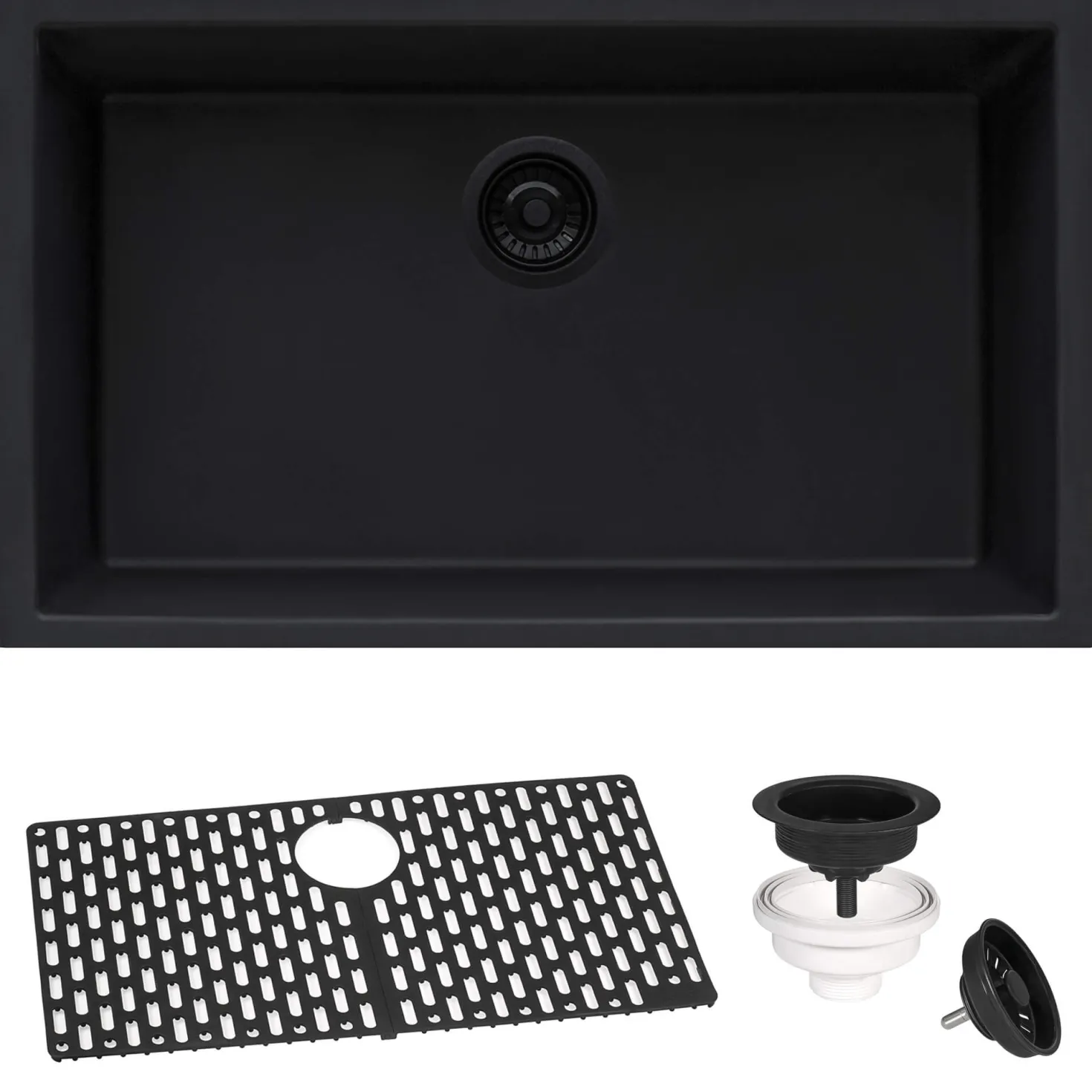 Ruvati 33" x 19" Granite Composite Undermount Single Bowl Kitchen Sink - Midnight Black