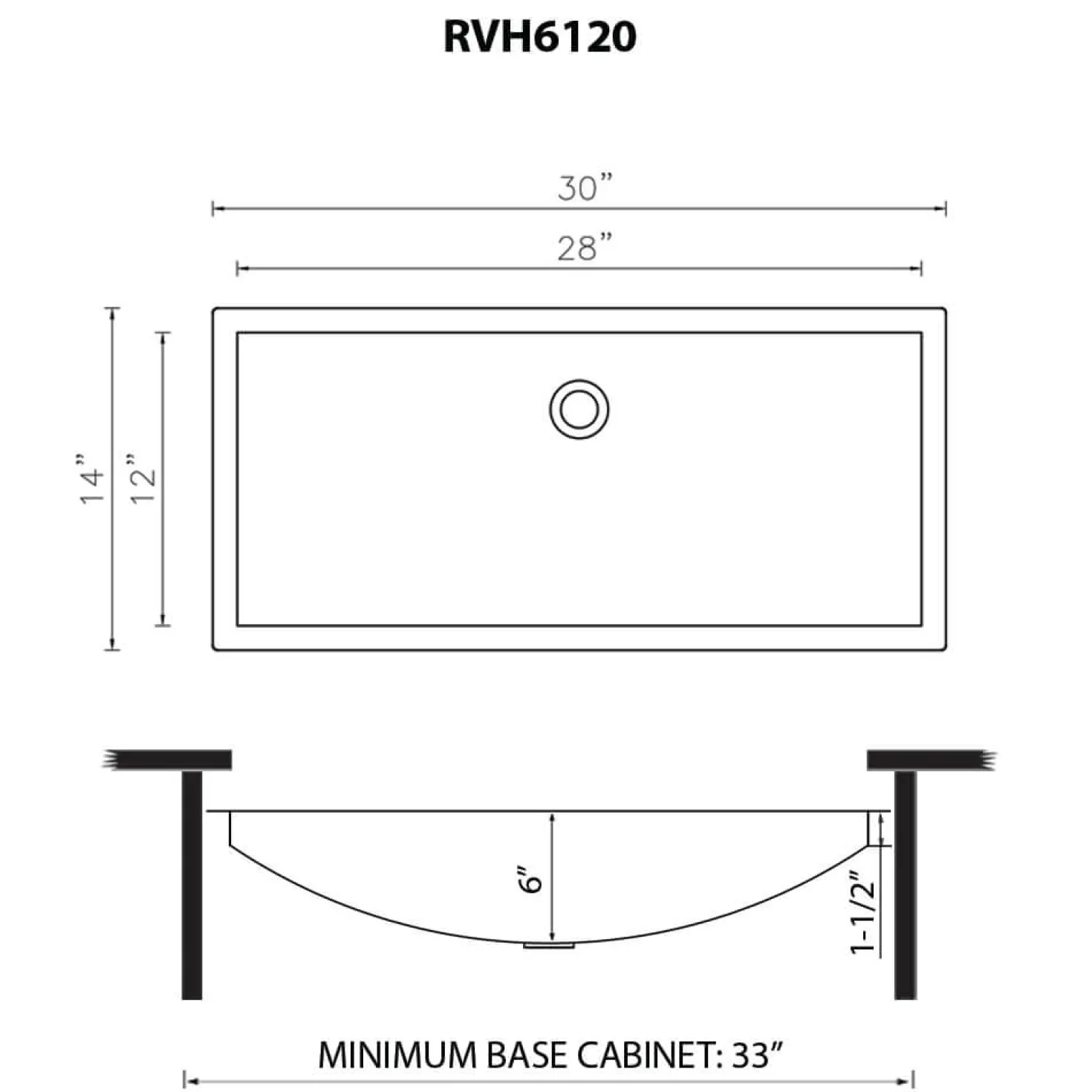 Ruvati 30 x 14" Gunmetal Stainless Steel Undermount Rectangular Bathroom Sink